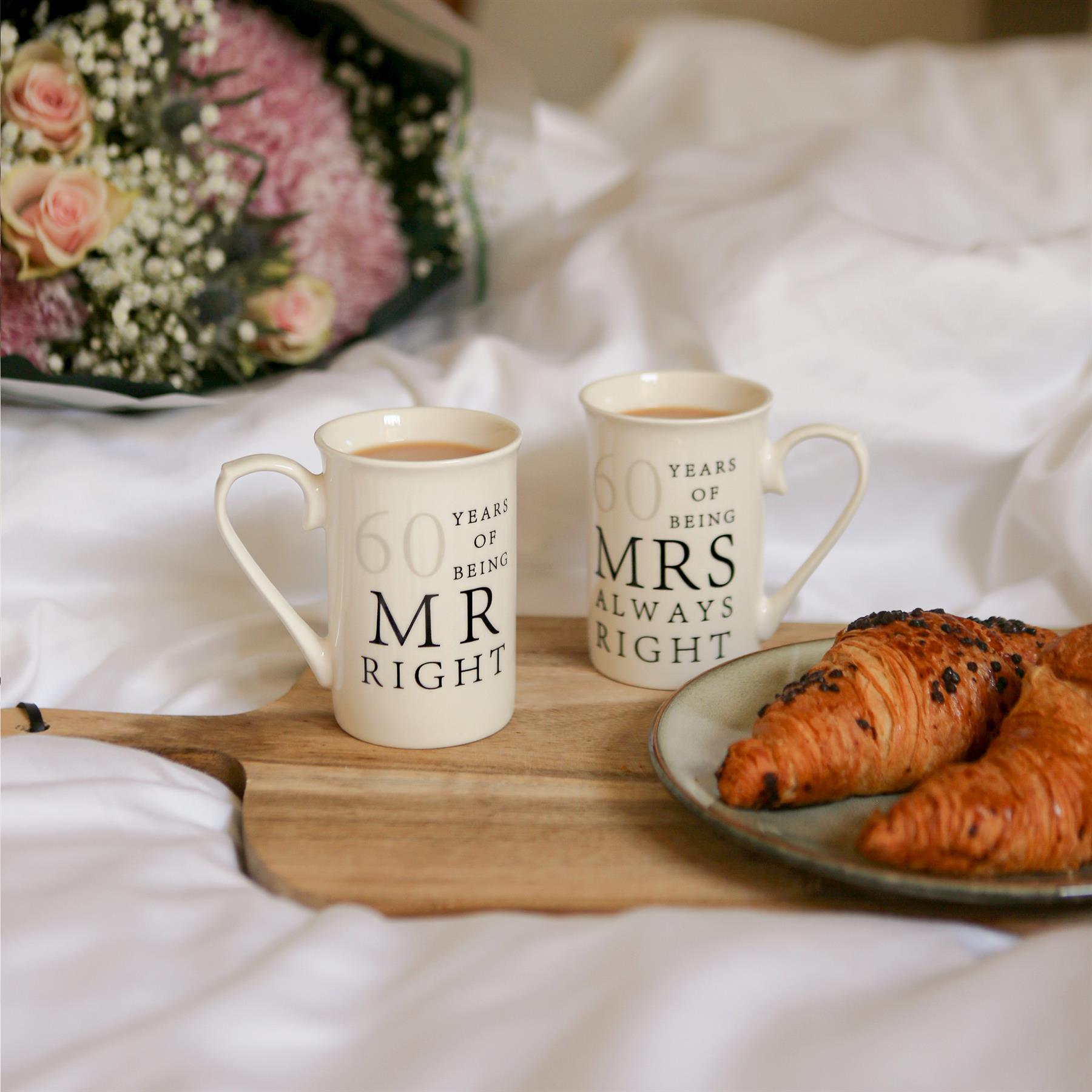 60th Anniversary New Bone China Mug Set - 300ml