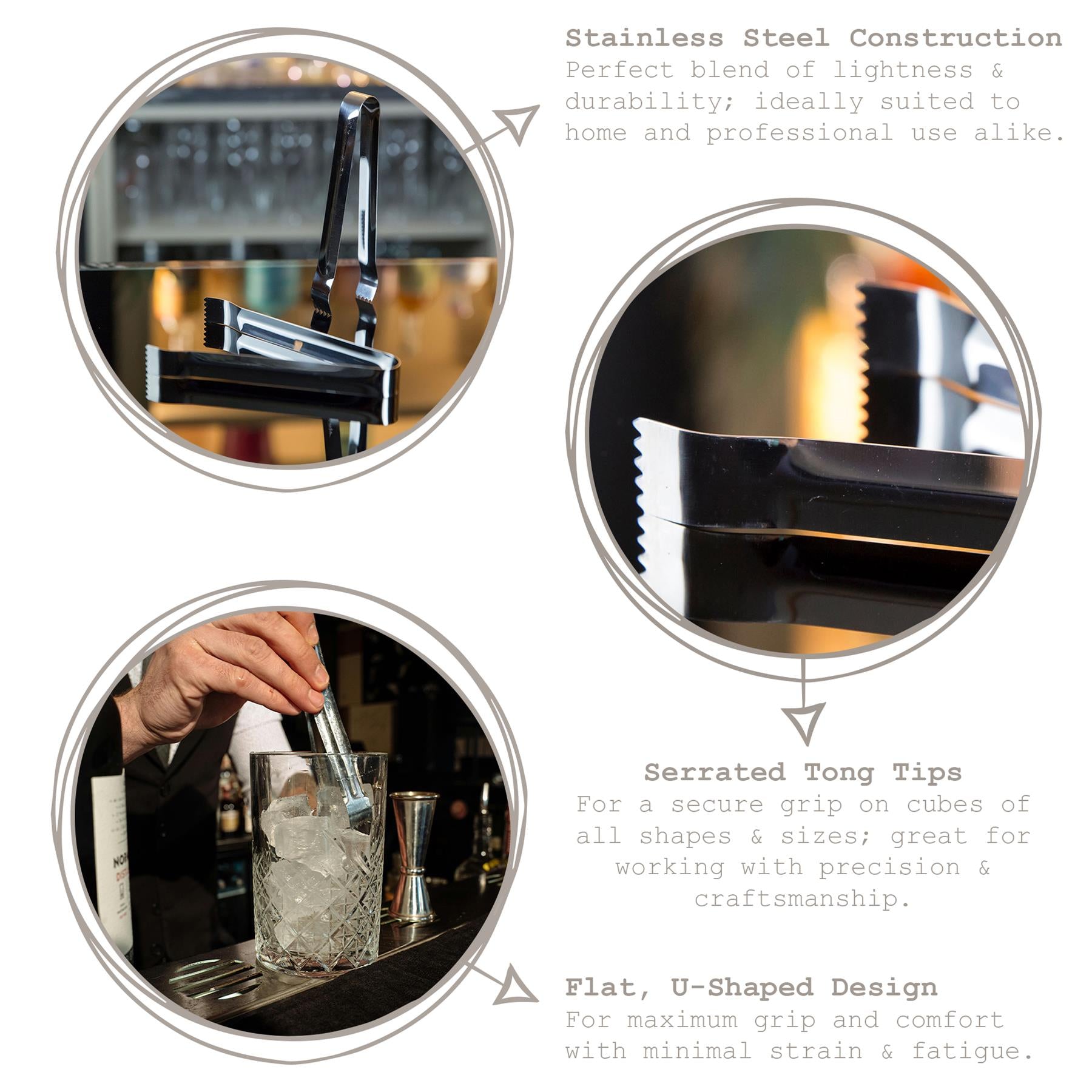 Stainless Steel Ice Tongs - 17cm