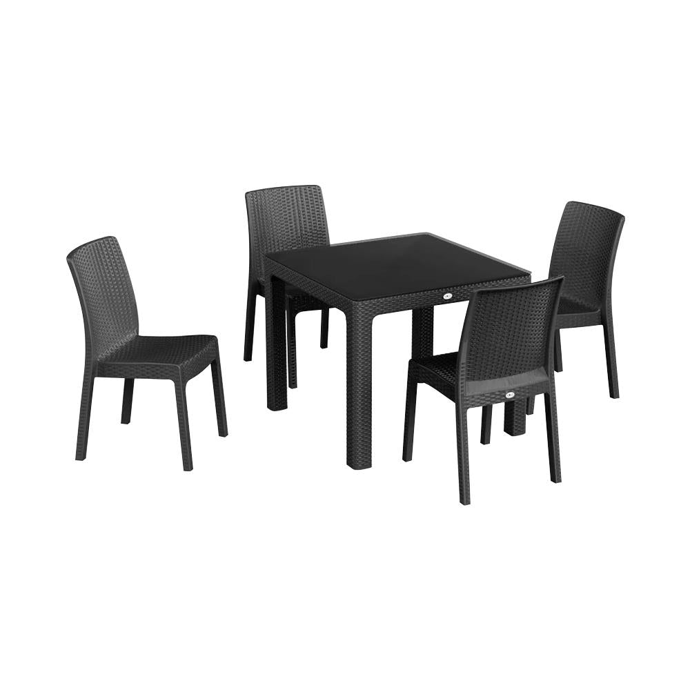 Noble Square Rattan Effect Garden Dining Table - 90cm x 90cm - Anthracite