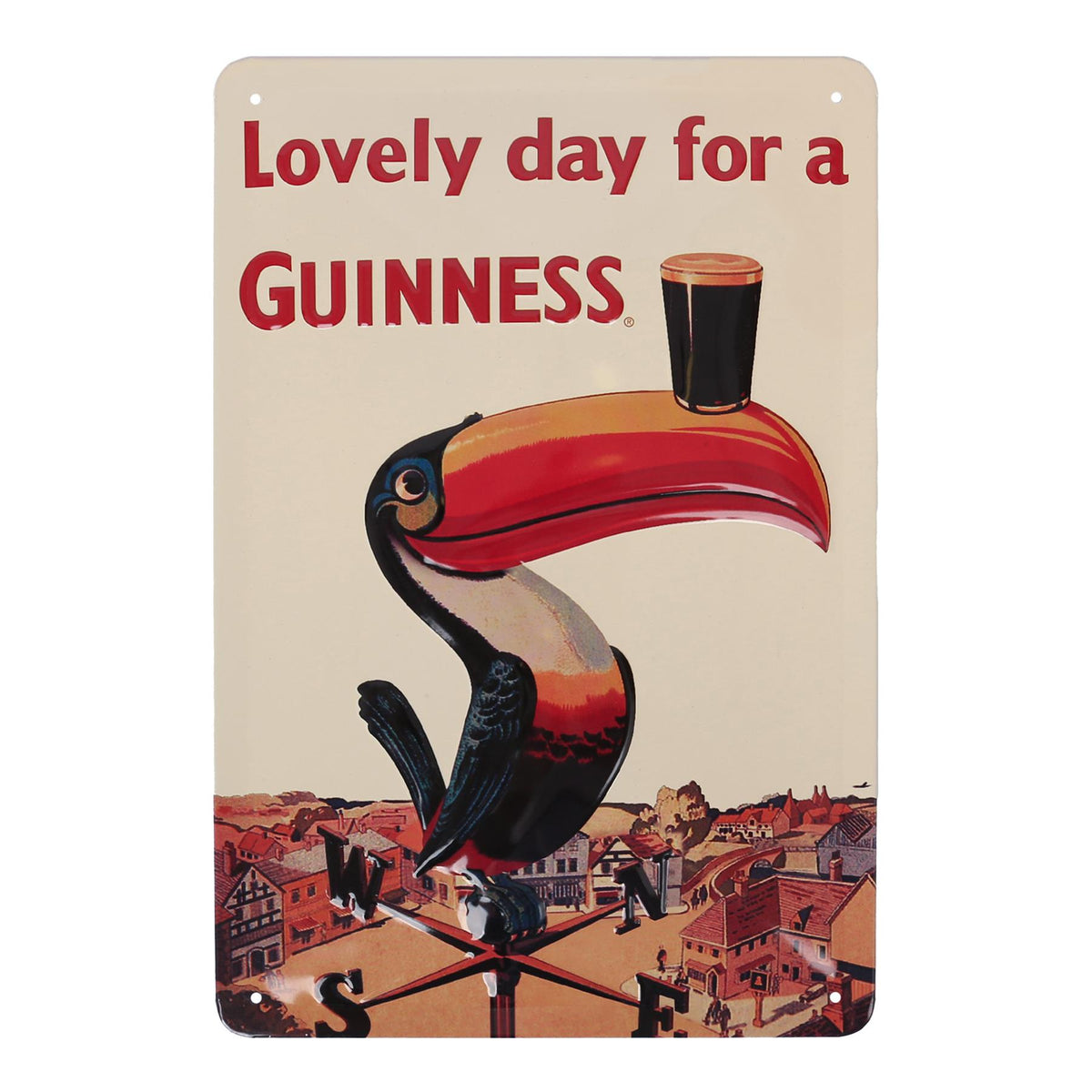 Guinness Toucan Weathervane Metal Tin Sign - 20 x 30cm - Cream
