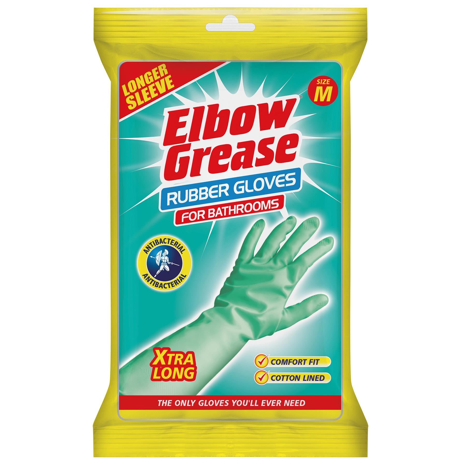 Anti-Bacterial Rubber Cleaning Gloves - Medium - Aqua - By Elbow Grease