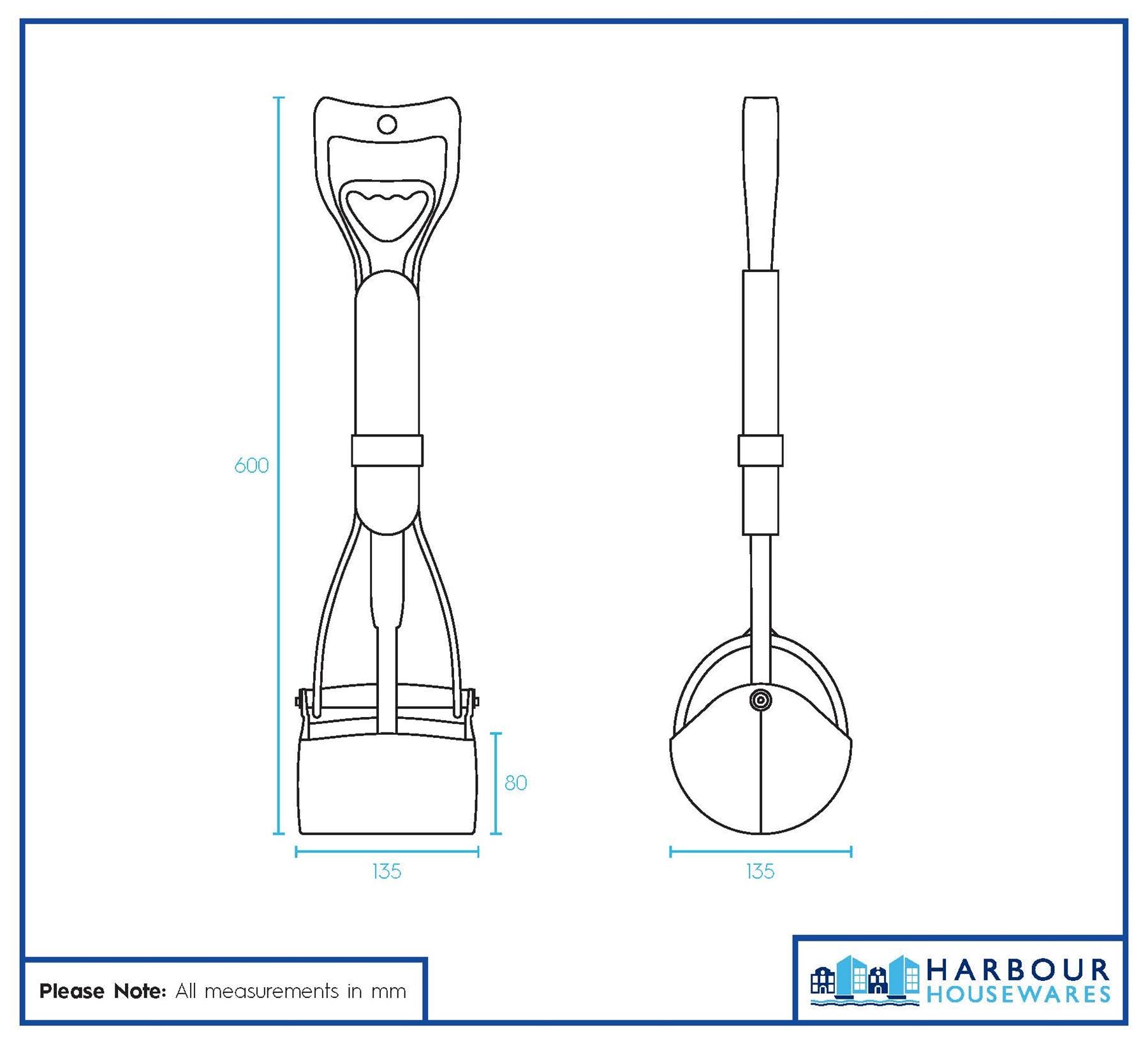 Long Handle Pooper Scooper - 60cm - Blue