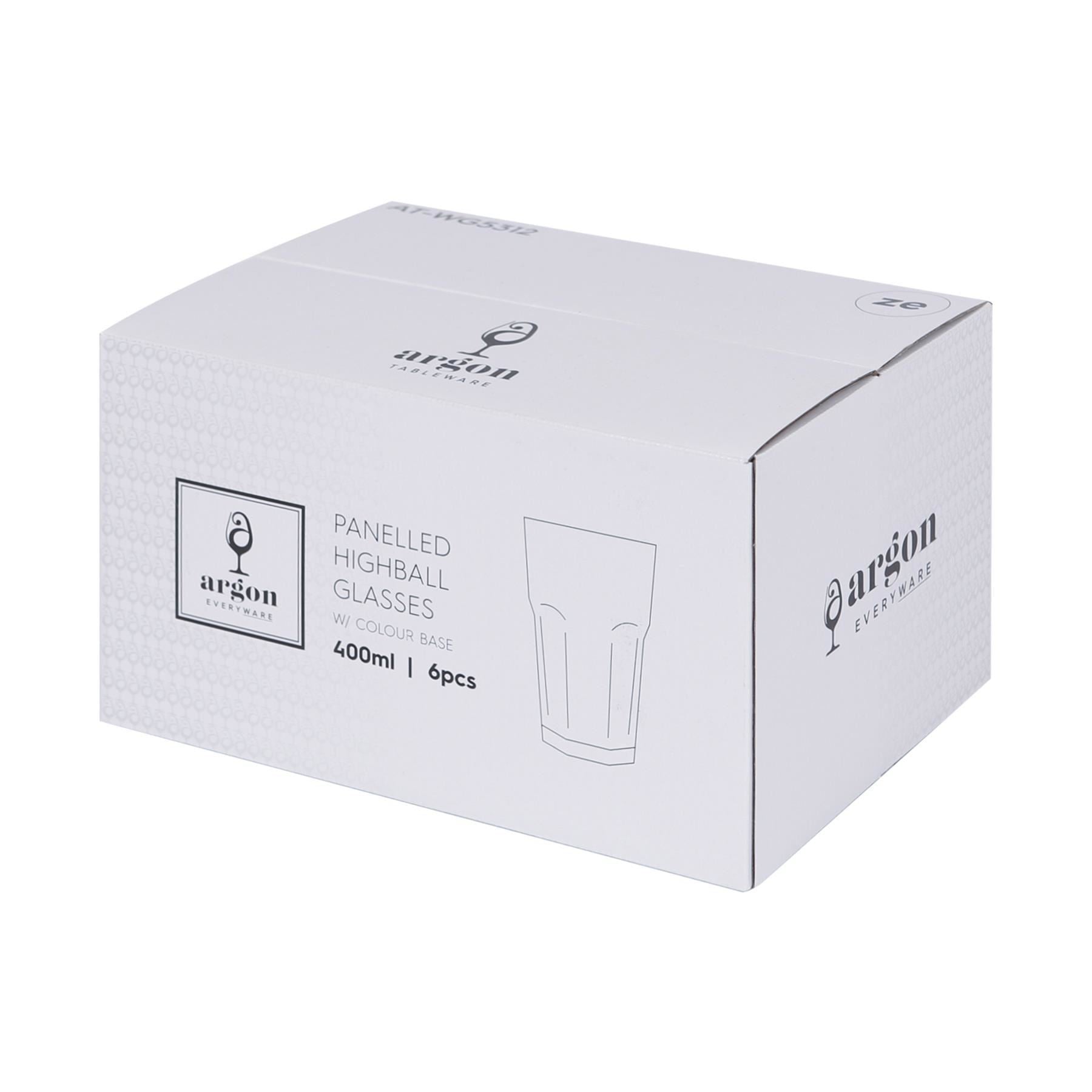 400ml Panelled Highball Glass with Coloured Base