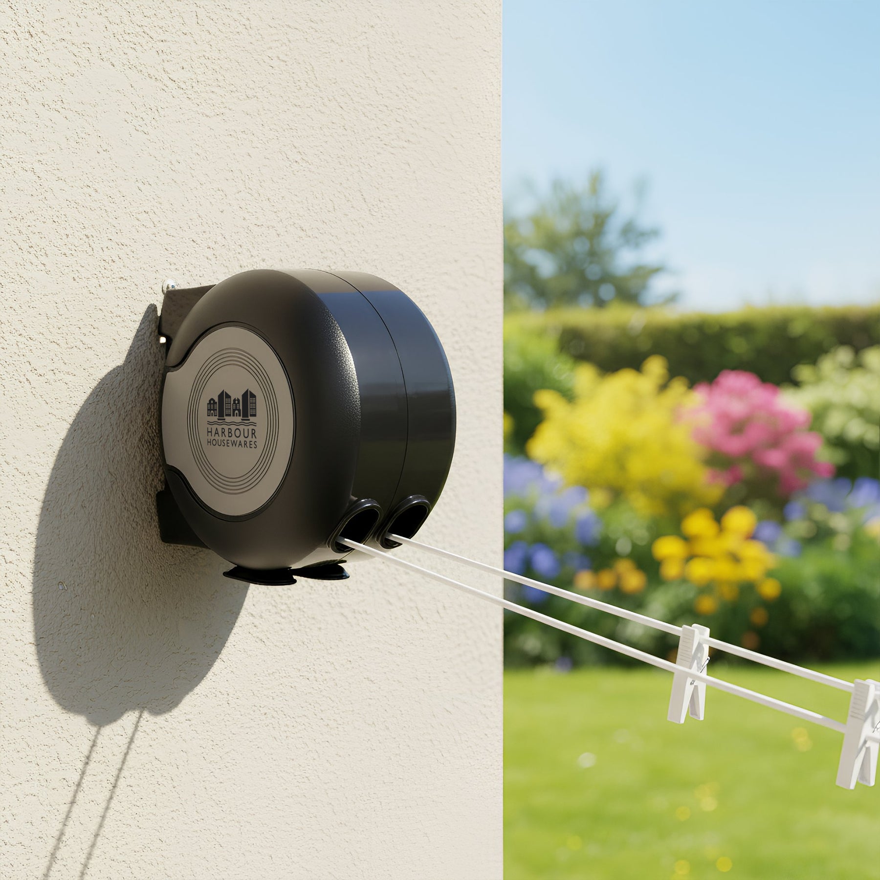 2 x 15M Retractable Dual Cord Washing Line - Black