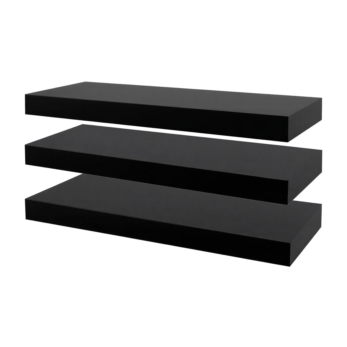 Wooden Floating Shelves - 40cm - Black - Pack of 3