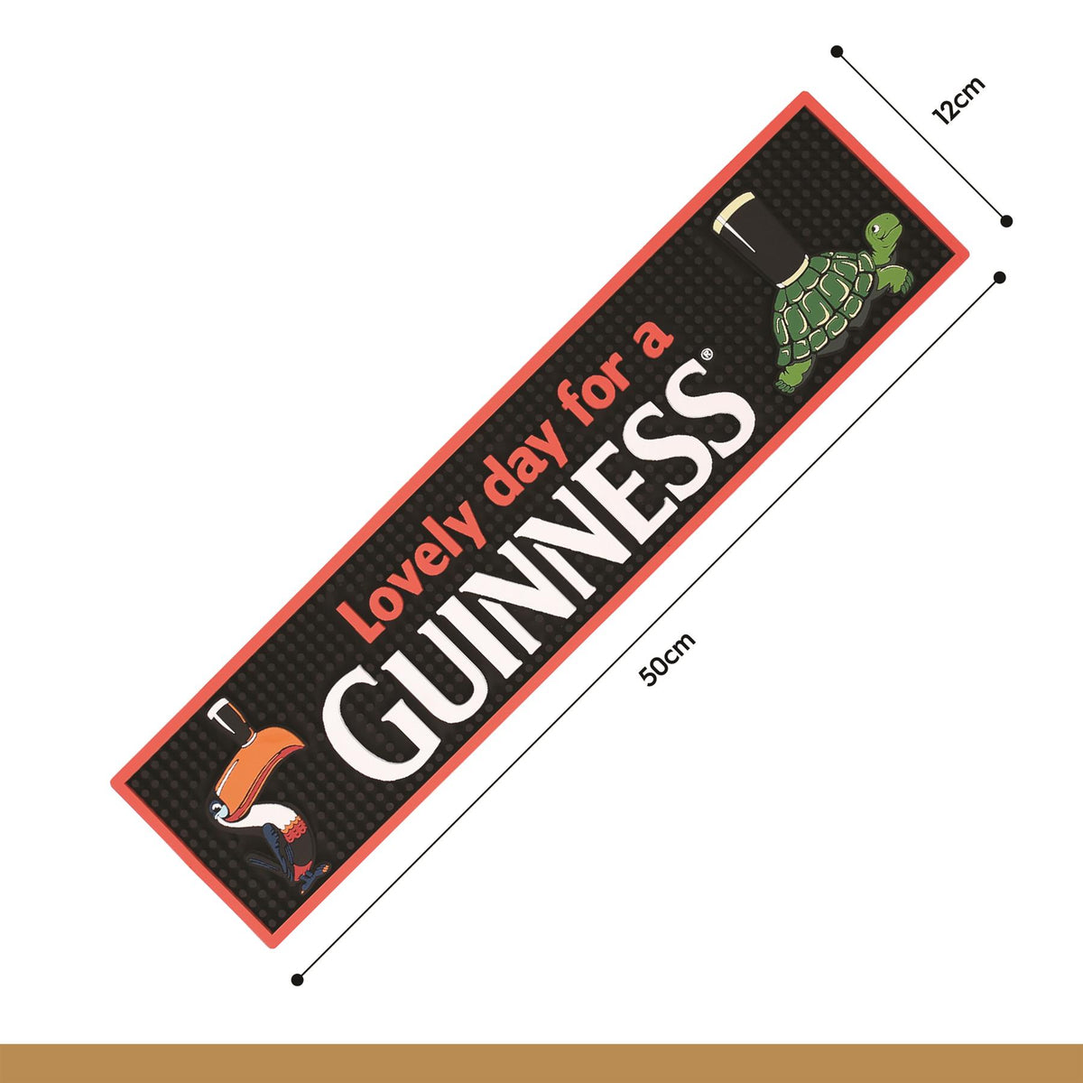 Guinness Toucan PVC Bar Mat - 50 x 12cm - Black/Red