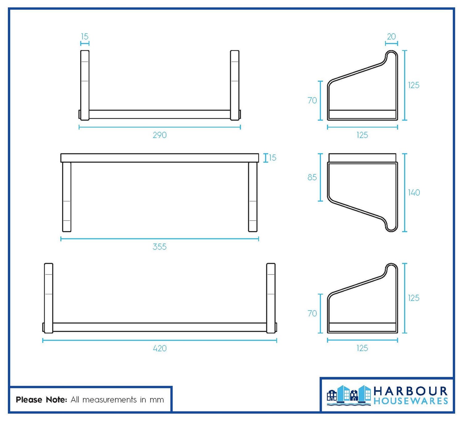 3pc Rustic Wooden Floating Shelves Set - Natural