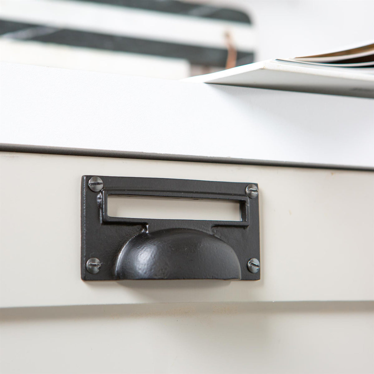 Filing Cabinet Drawer Pull with Card Frame - W100 x H50mm - Brass