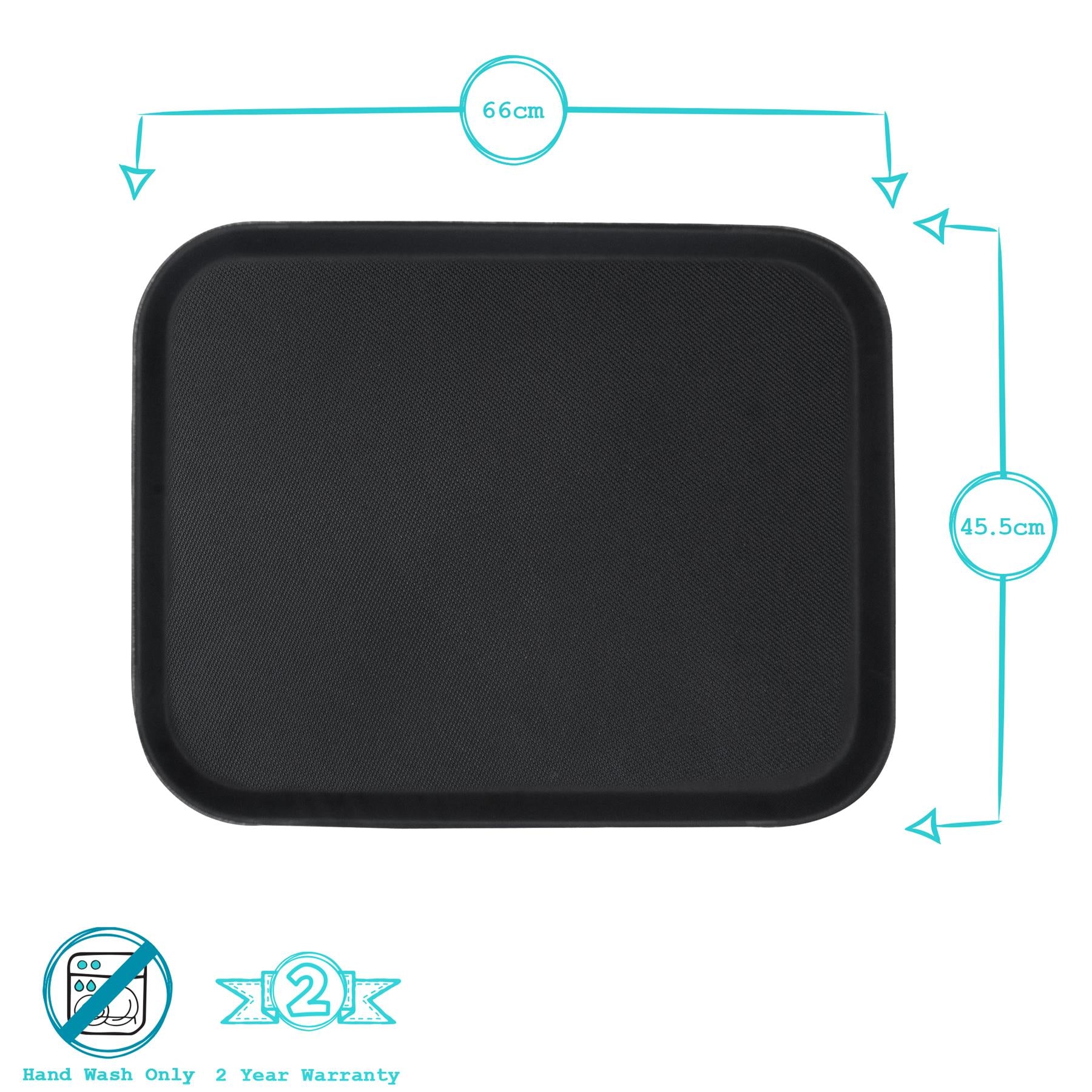 Black 66cm x 45.5cm Rectangle Non-Slip Serving Tray