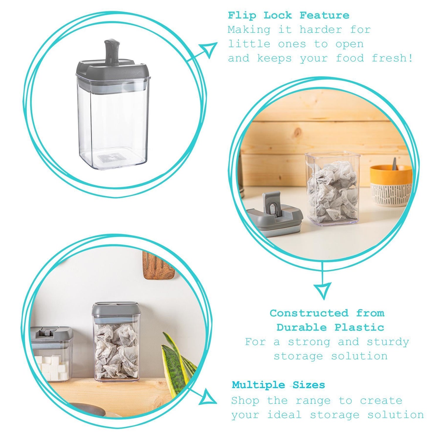 Flip Lock Plastic Food Storage Container - 800ml