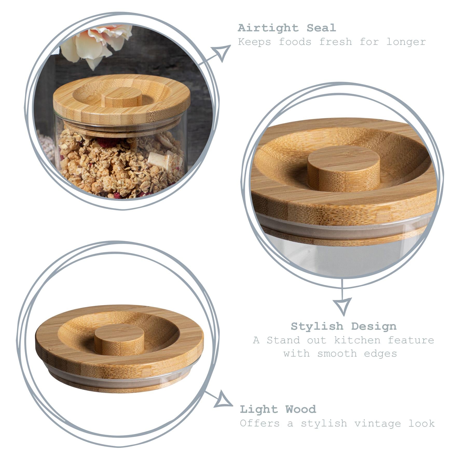 Argon Tableware Airtight Wooden Storage Jar Lid