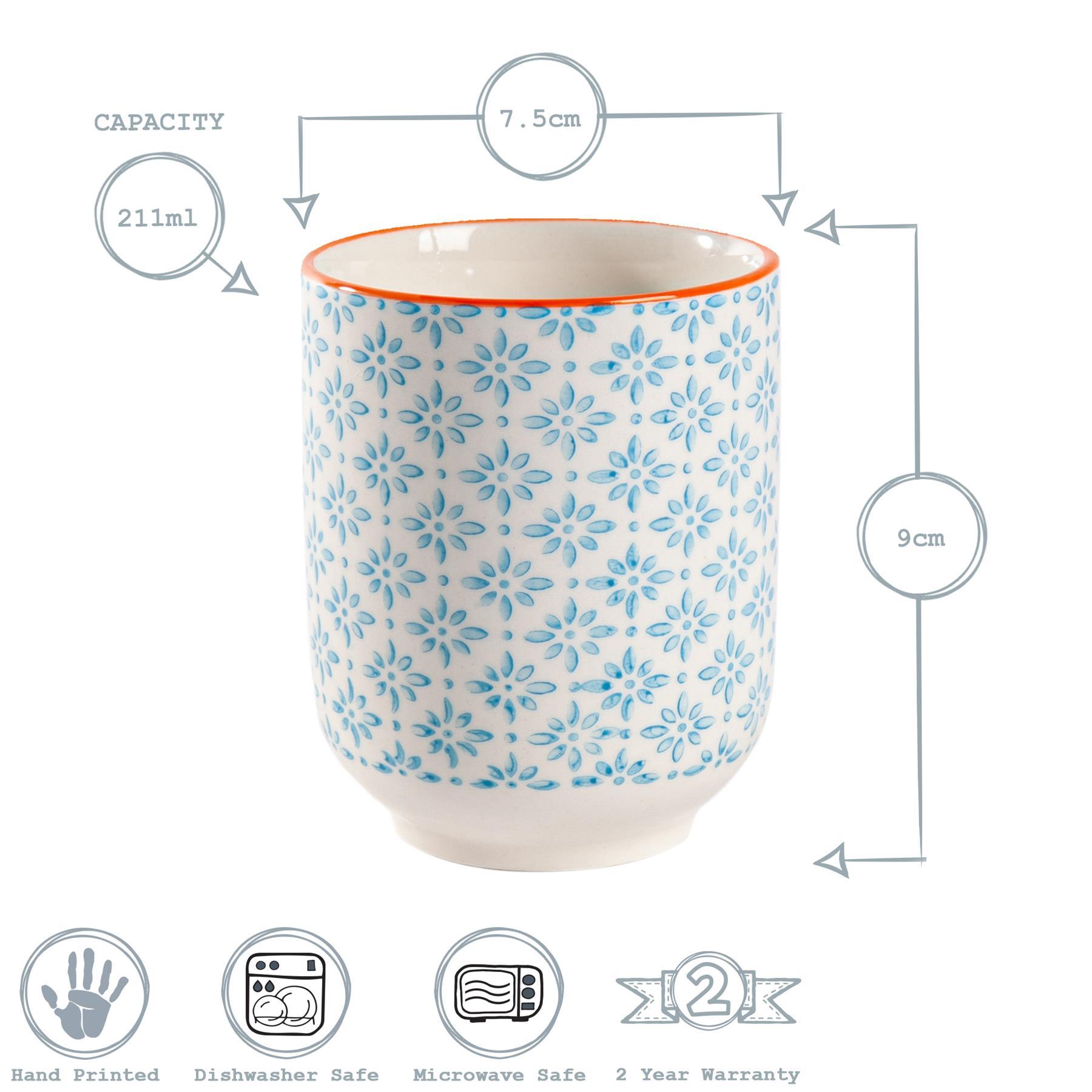 Nicola Spring Hand Printed Porcelain Mug - 280ml - Blue