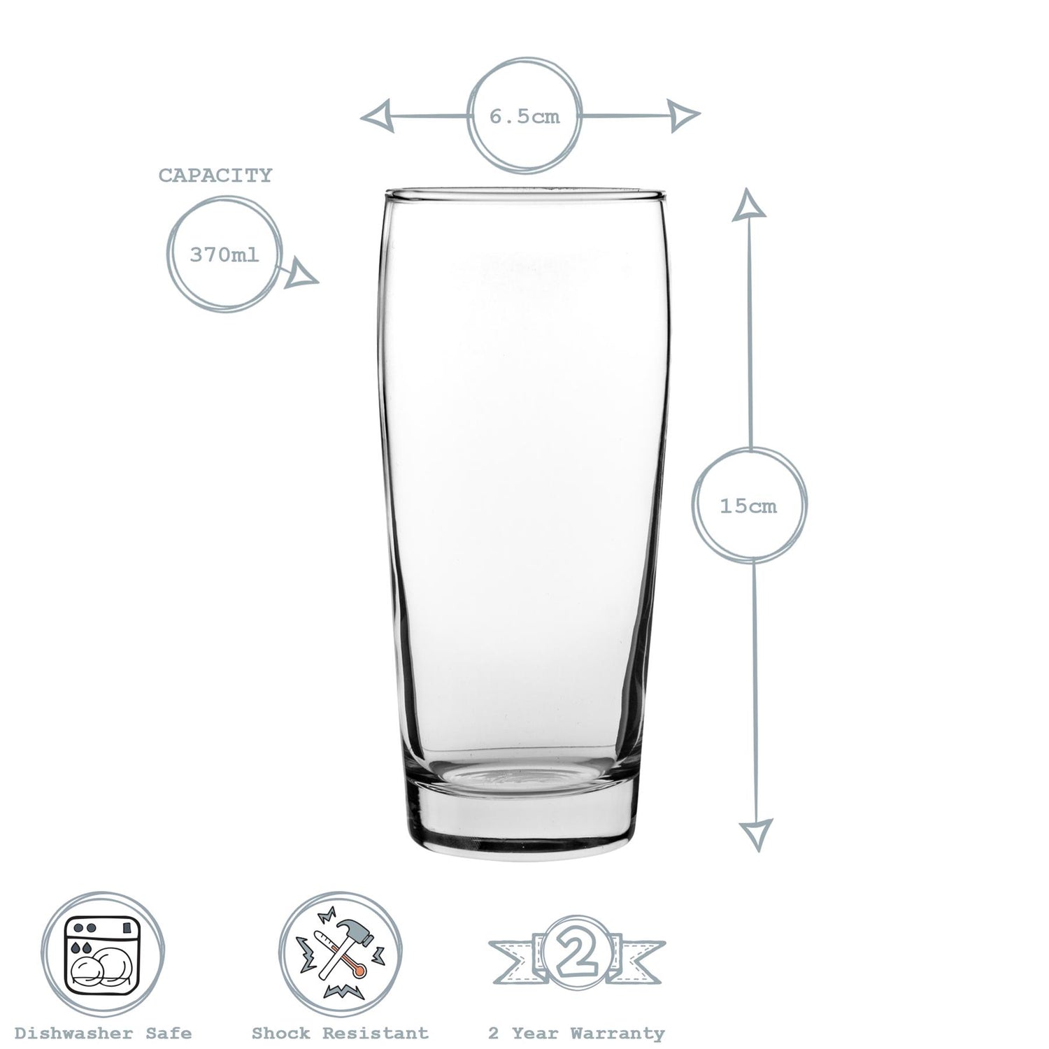 LAV Bardi Classic Willi Becher Beer Glass - Clear - 370ml
