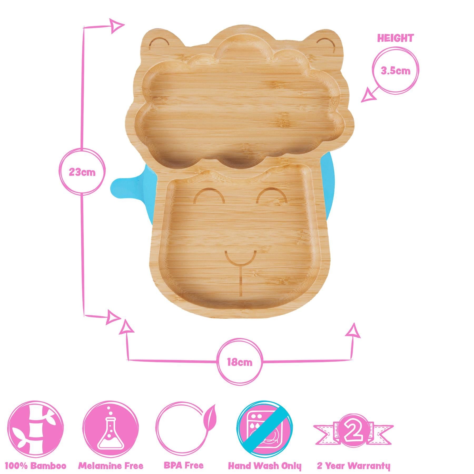 Navy Blue Llama Bamboo Suction Plate