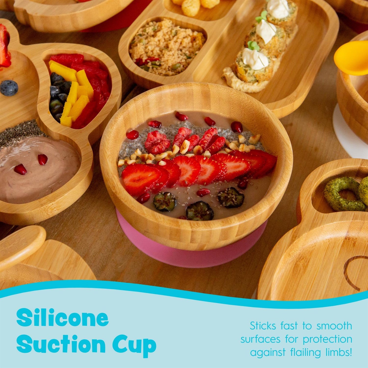 Beige Unicorn Bamboo Suction Plate