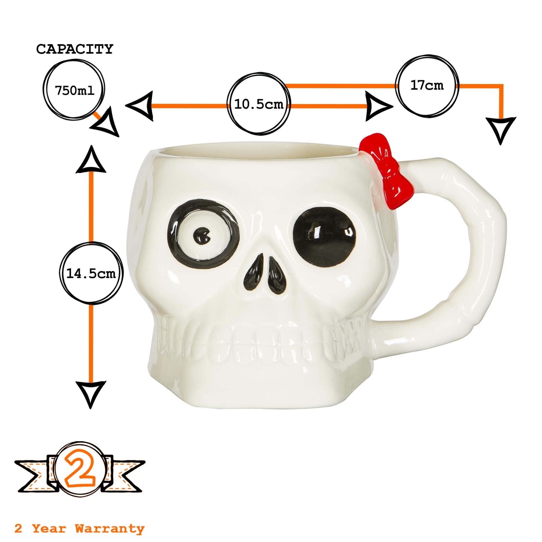 750ml Halloween Skull Stoneware Mug