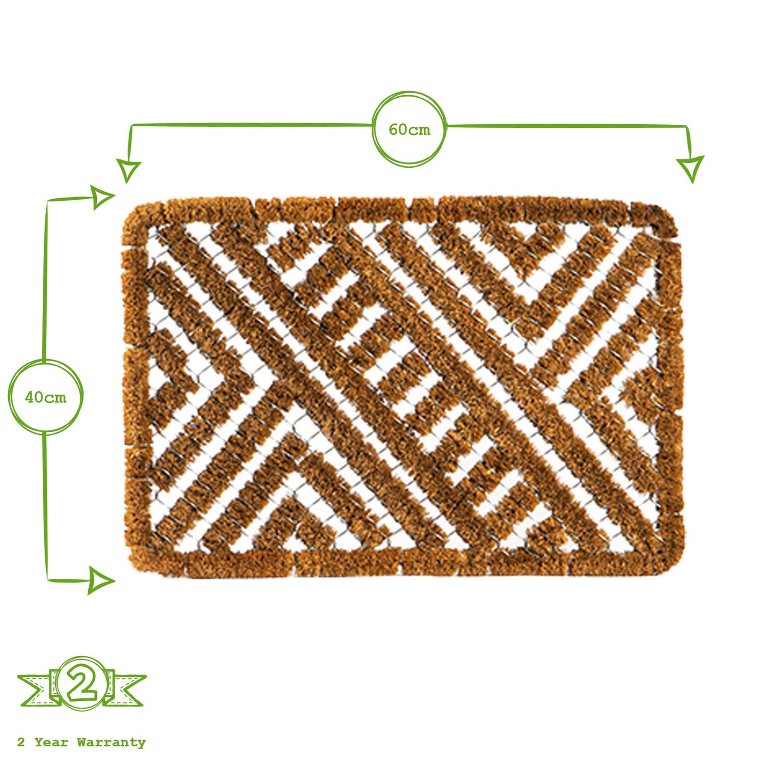 Coir Scraper Door Mat - 60 x 40cm - Open