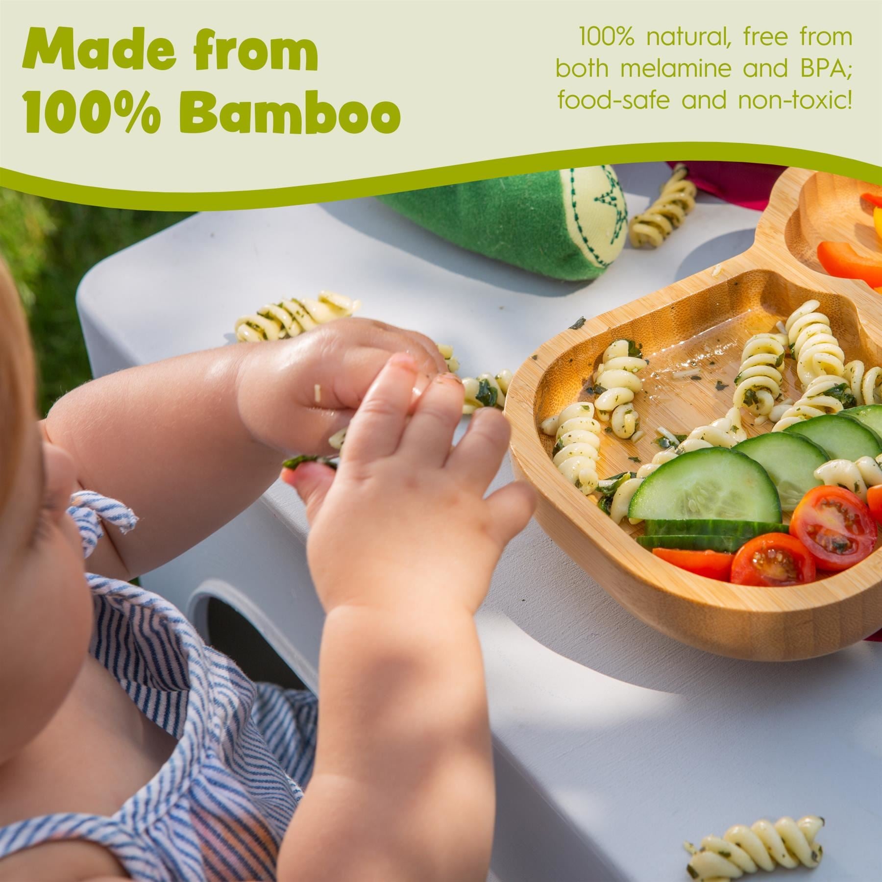 Olive Green Llama Bamboo Suction Plate
