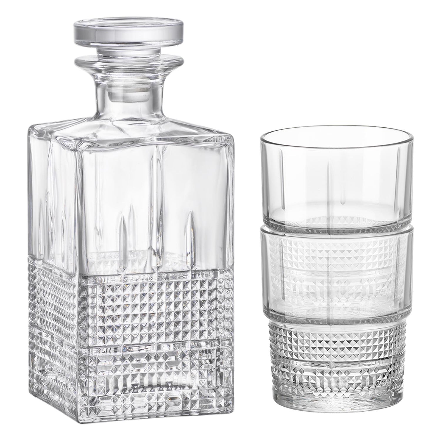 Bormioli Rocco 7 Piece Bartender Novecento Whisky Decanter & Glass - 21.5cm