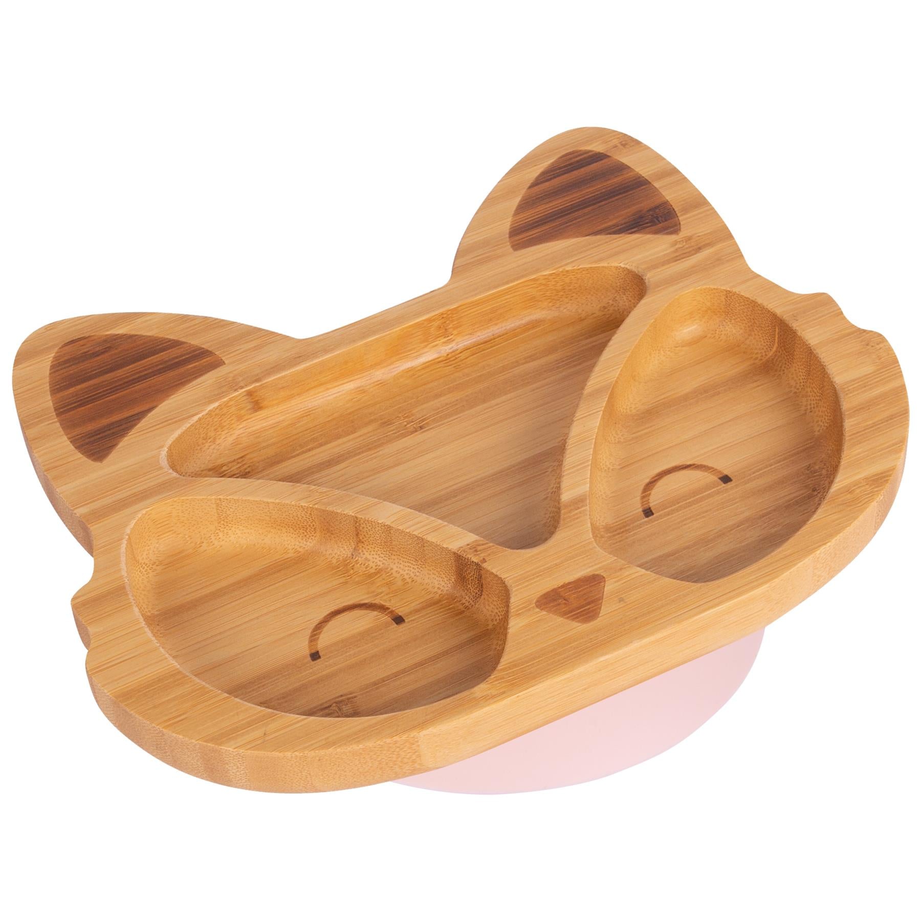 Pastel Pink Fox Bamboo Suction Plate - By Tiny Dining