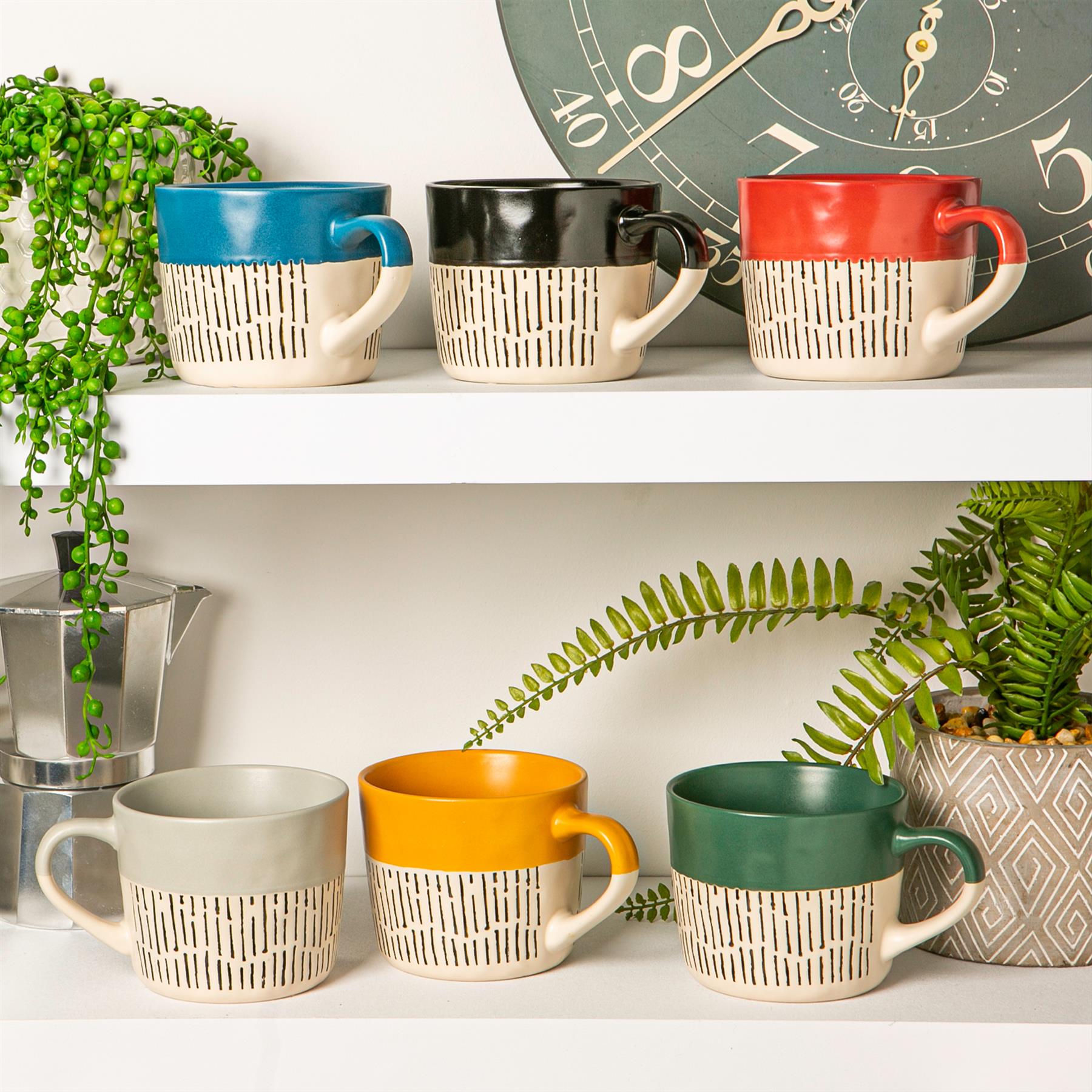 Dipped Dash Stoneware Coffee Mug - 450ml - Red