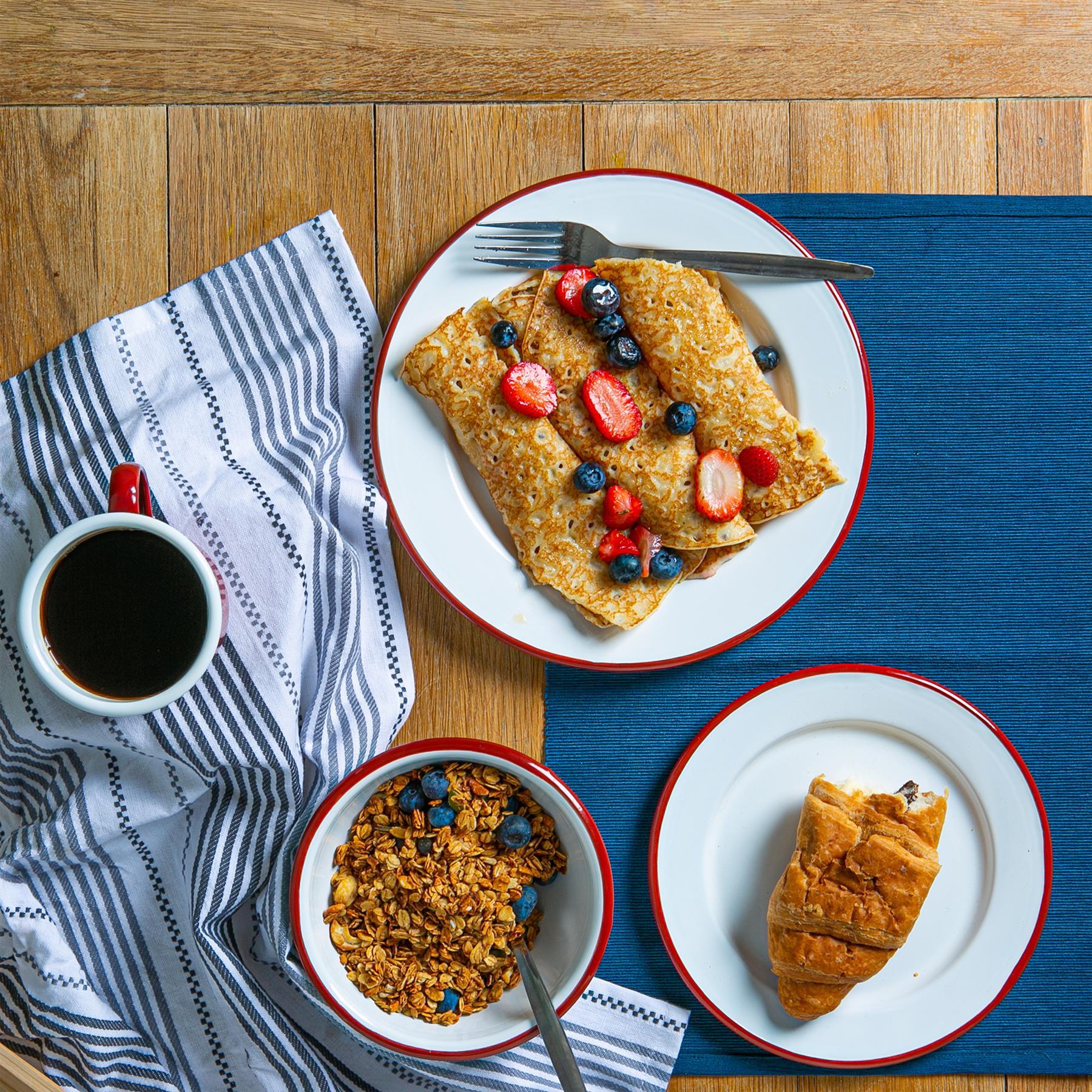 White Enamel Side Plate - 20cm - Red