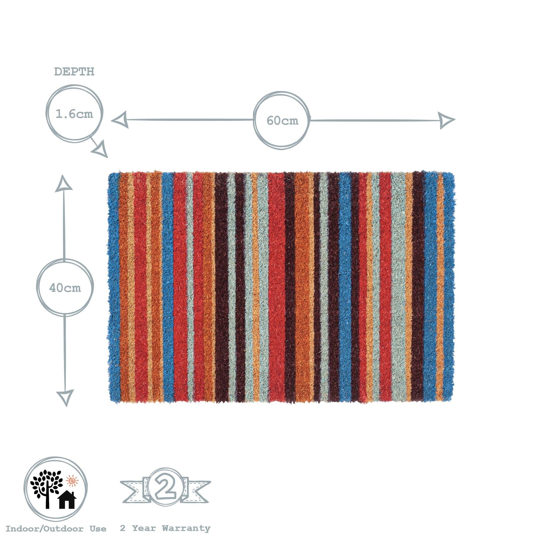 Nicola Spring Non-Slip Door Mat - 60 x 40cm - Rainbow 2