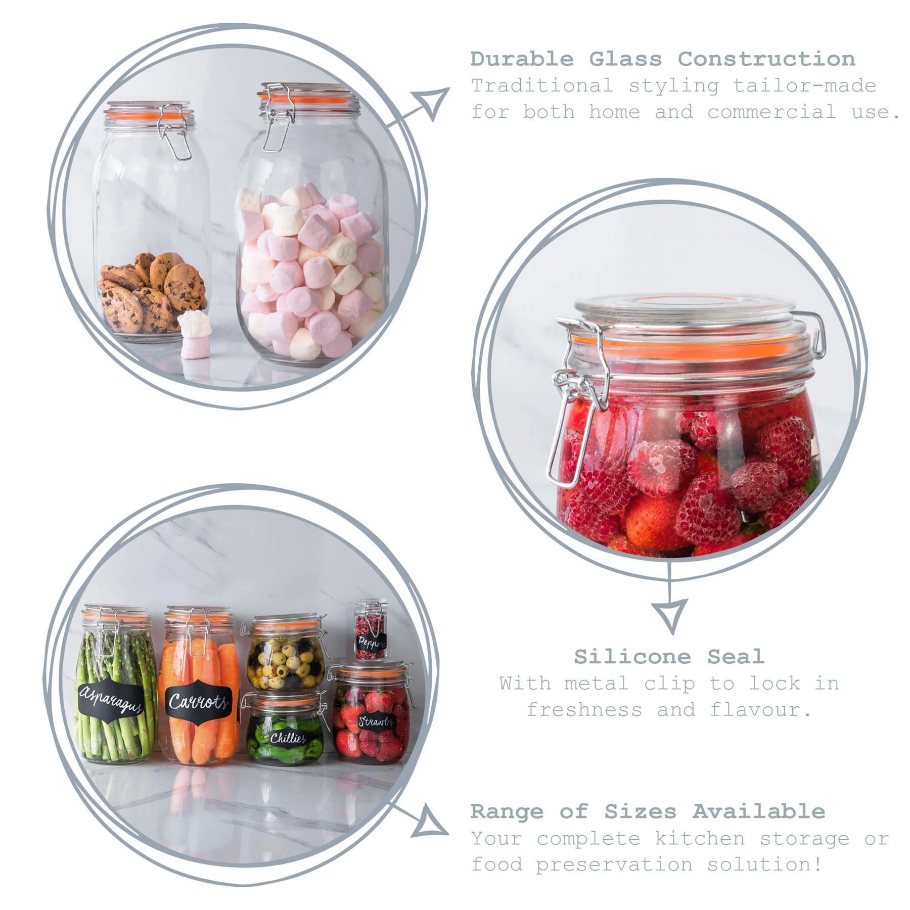 Argon Tableware Glass Storage Jar - 200ml - Black Seal