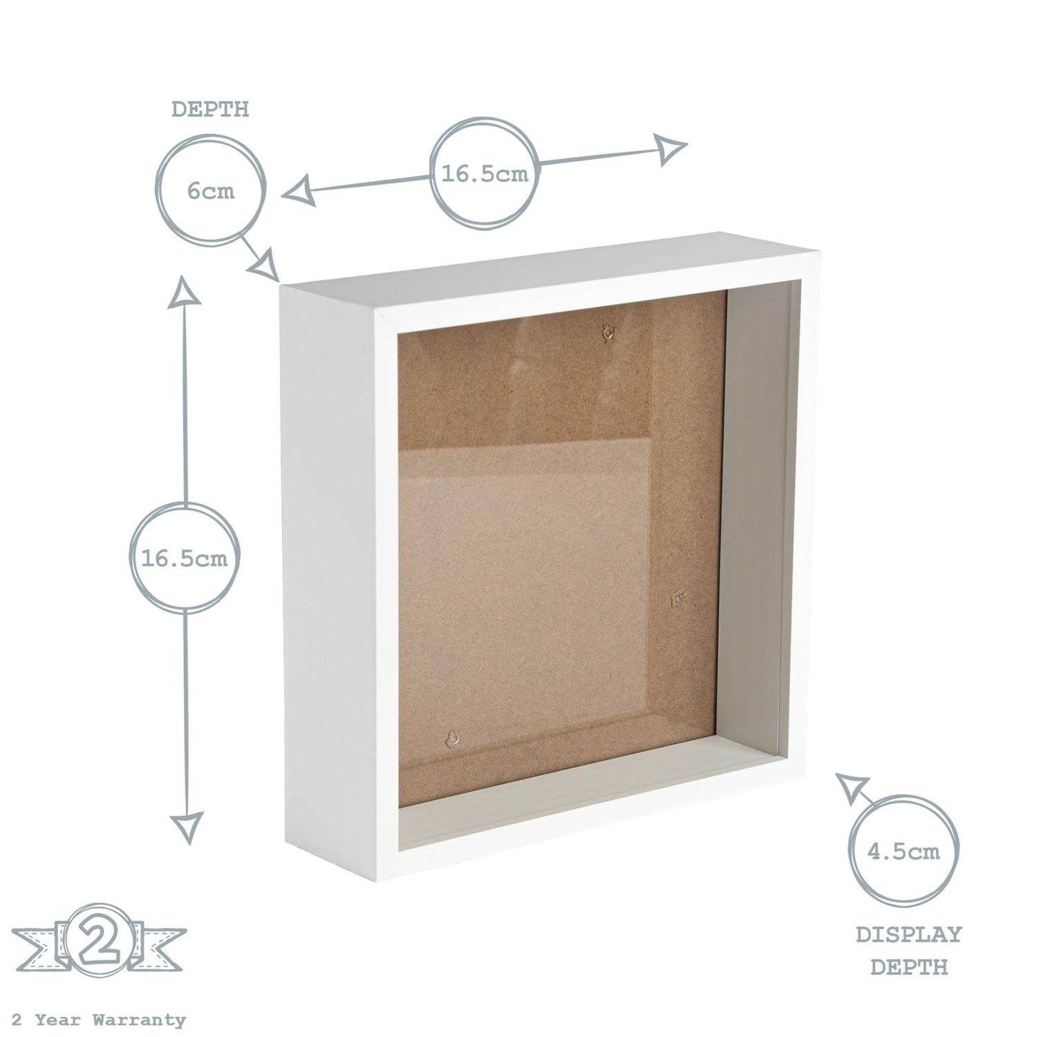 Nicola Spring Deep Box Photo Frame - 6 x 6 - White