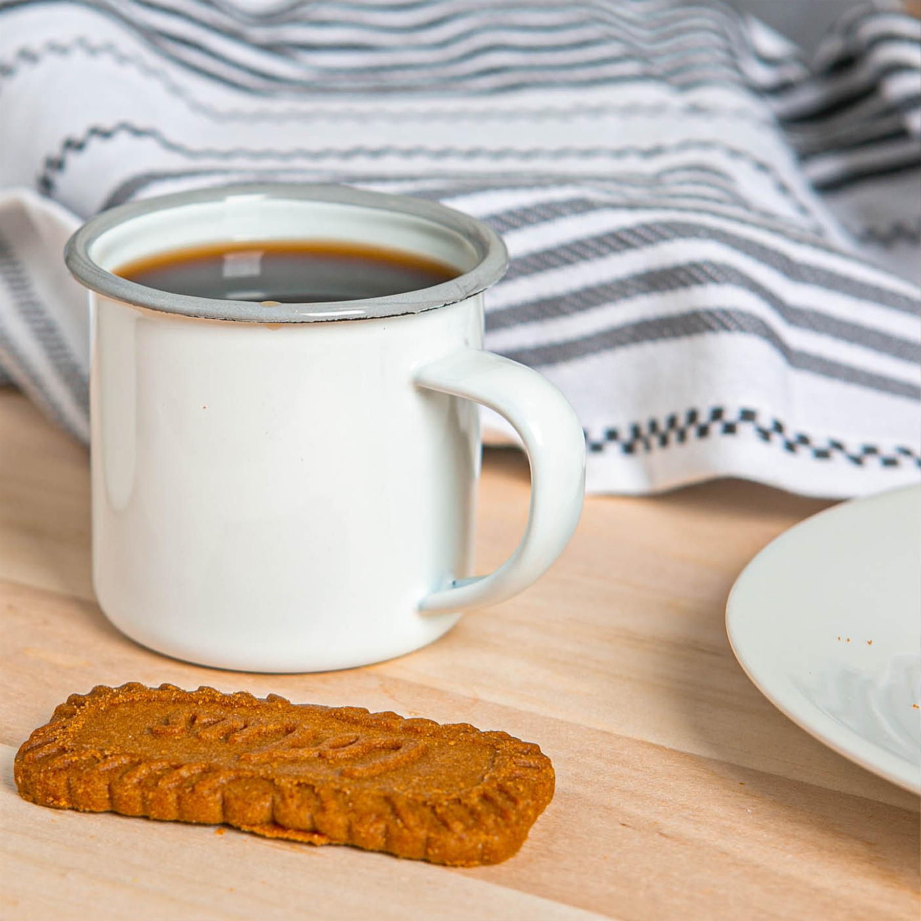 White Enamel Espresso Cup - 130ml - Grey