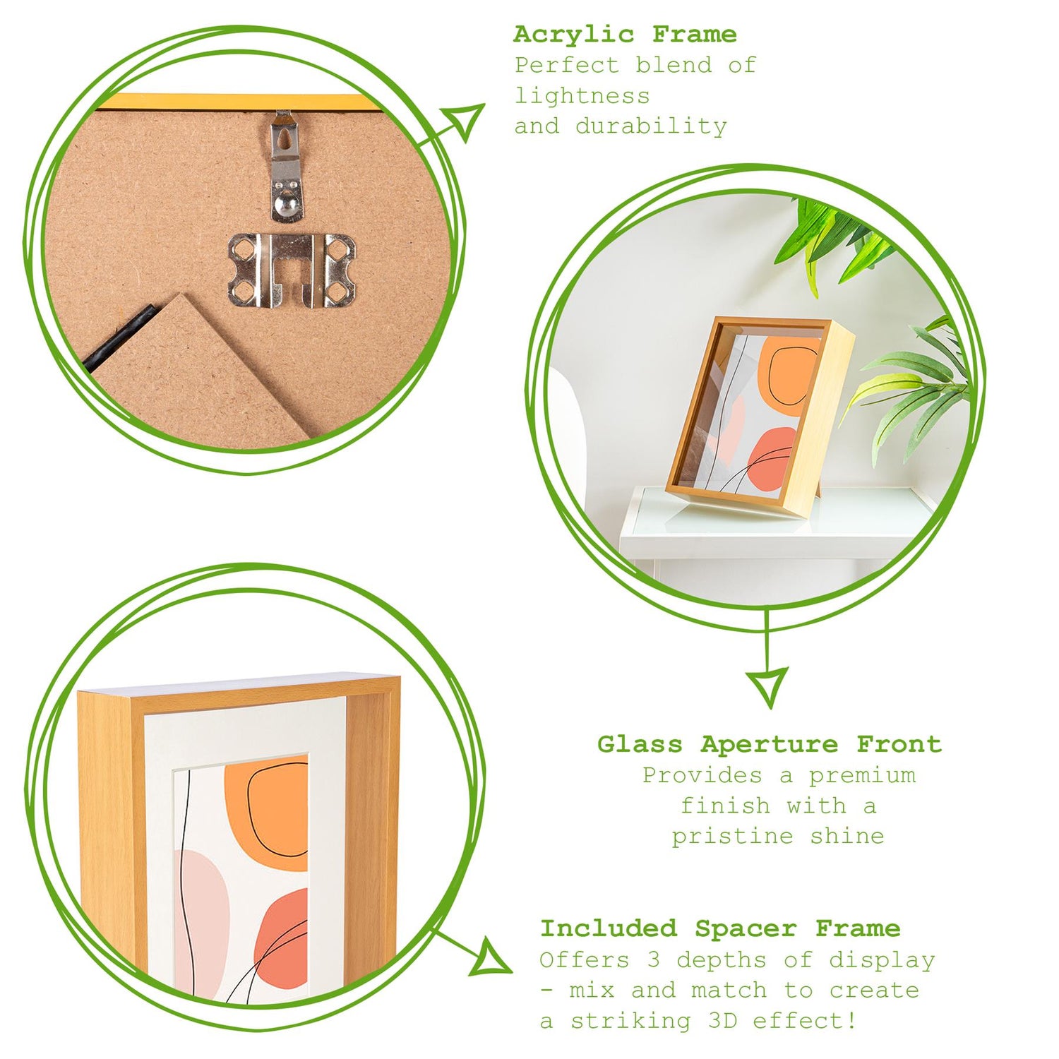 3D Deep Box Photo Frame - 8 x 10" - Light Wood