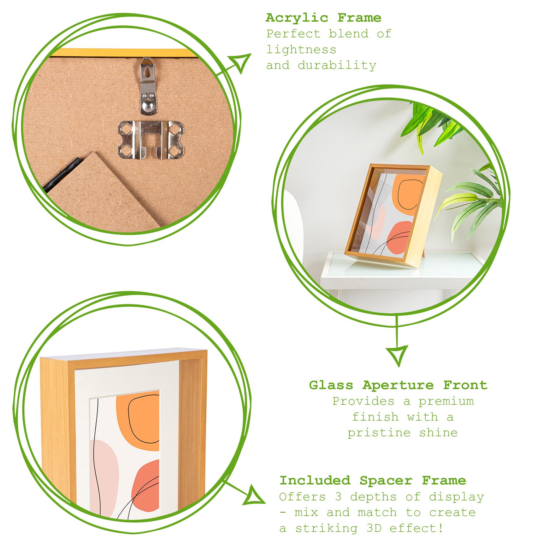 3D Deep Box Photo Frame - 8 x 10" - Light Wood