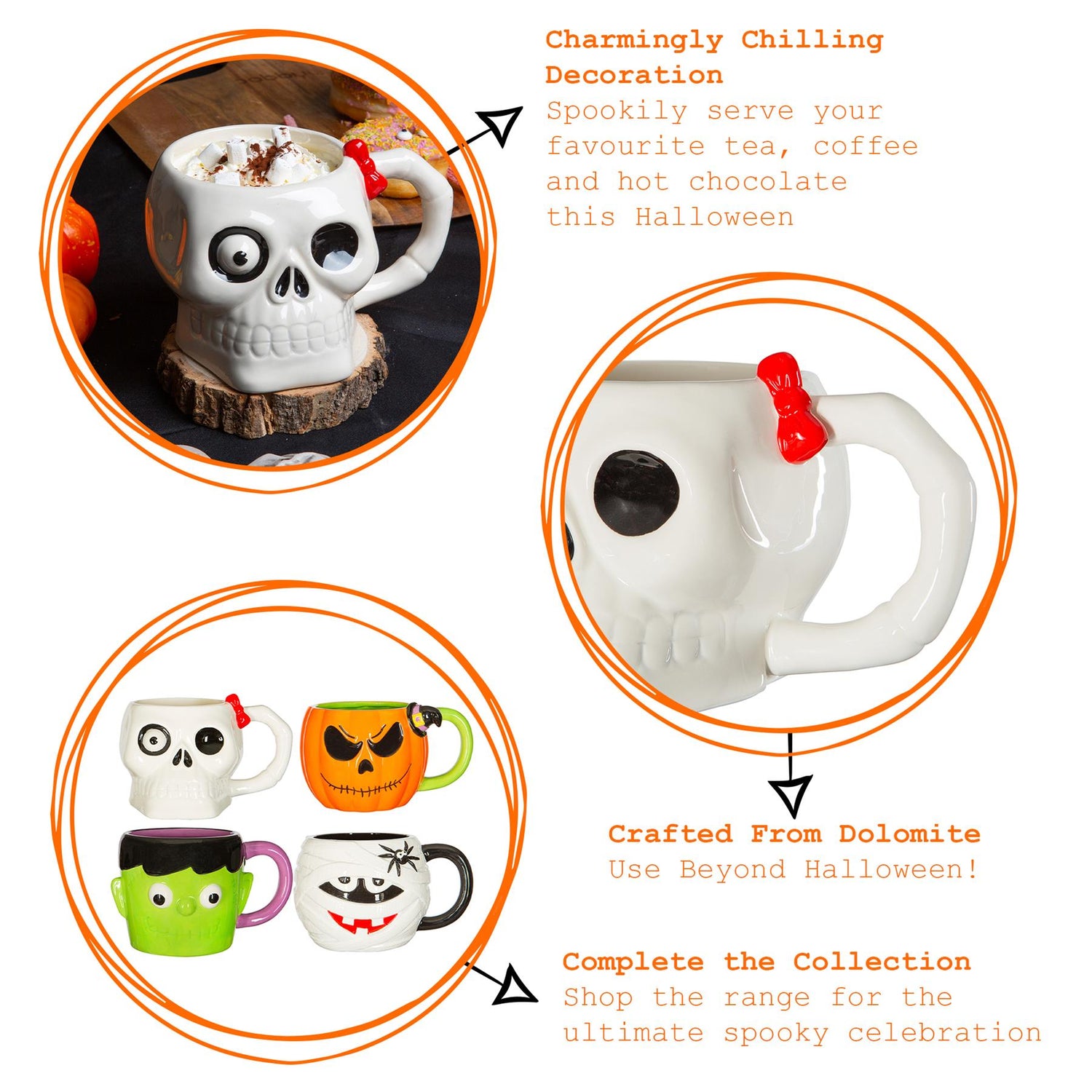 750ml Halloween Skull Stoneware Mug