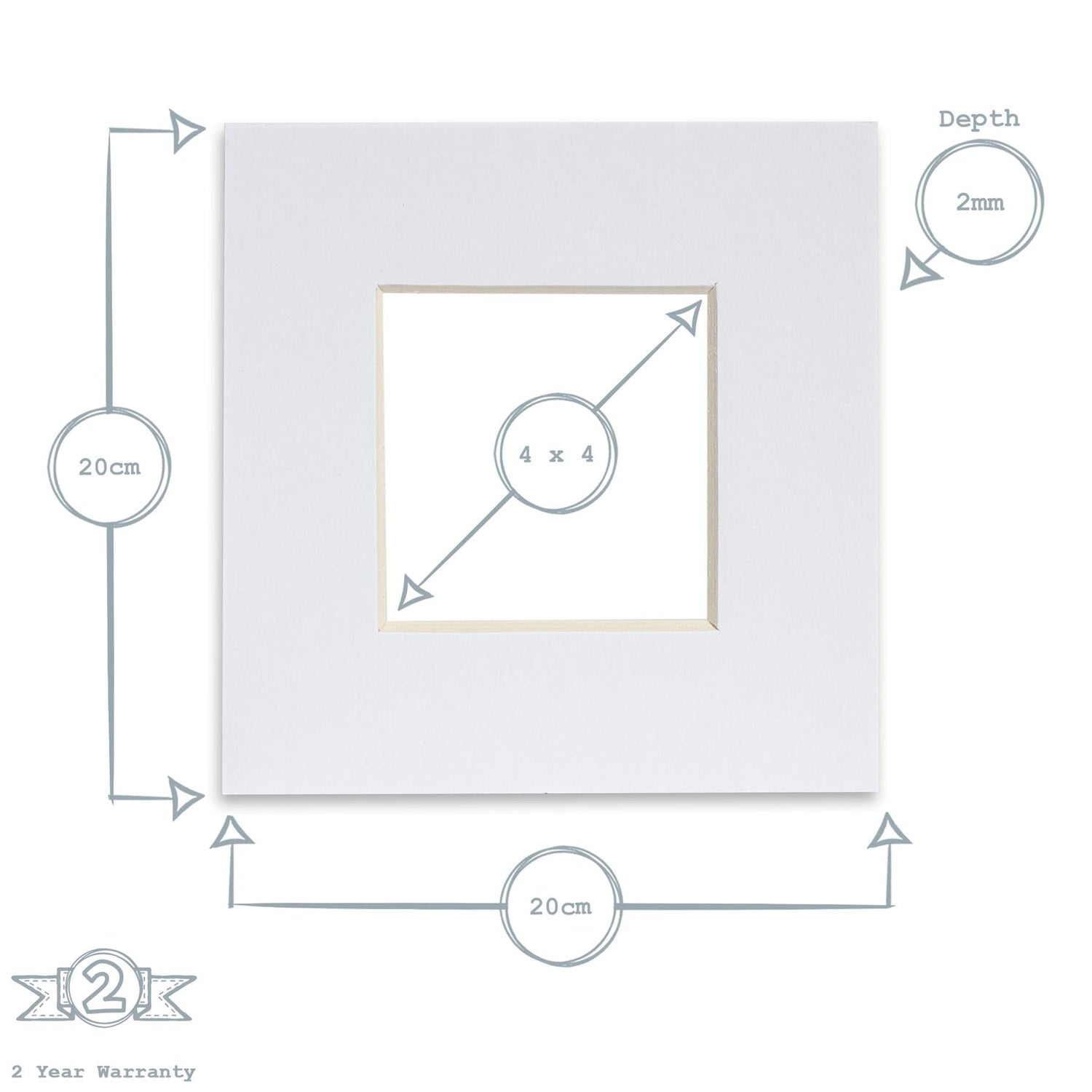 Nicola Spring Picture Mount for 8 x 8" Frame | Photo Size 4 x 4" - White