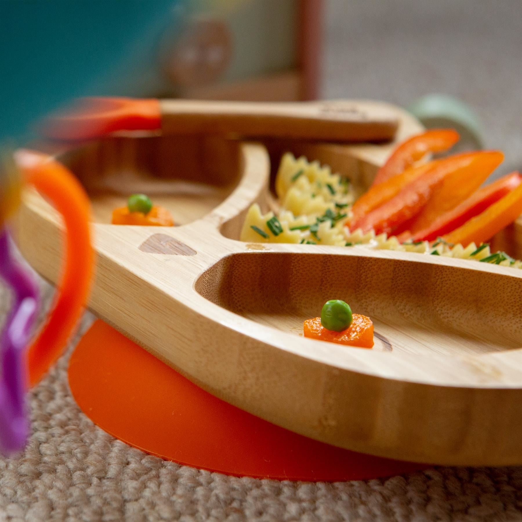 Navy Blue Fox Bamboo Suction Plate