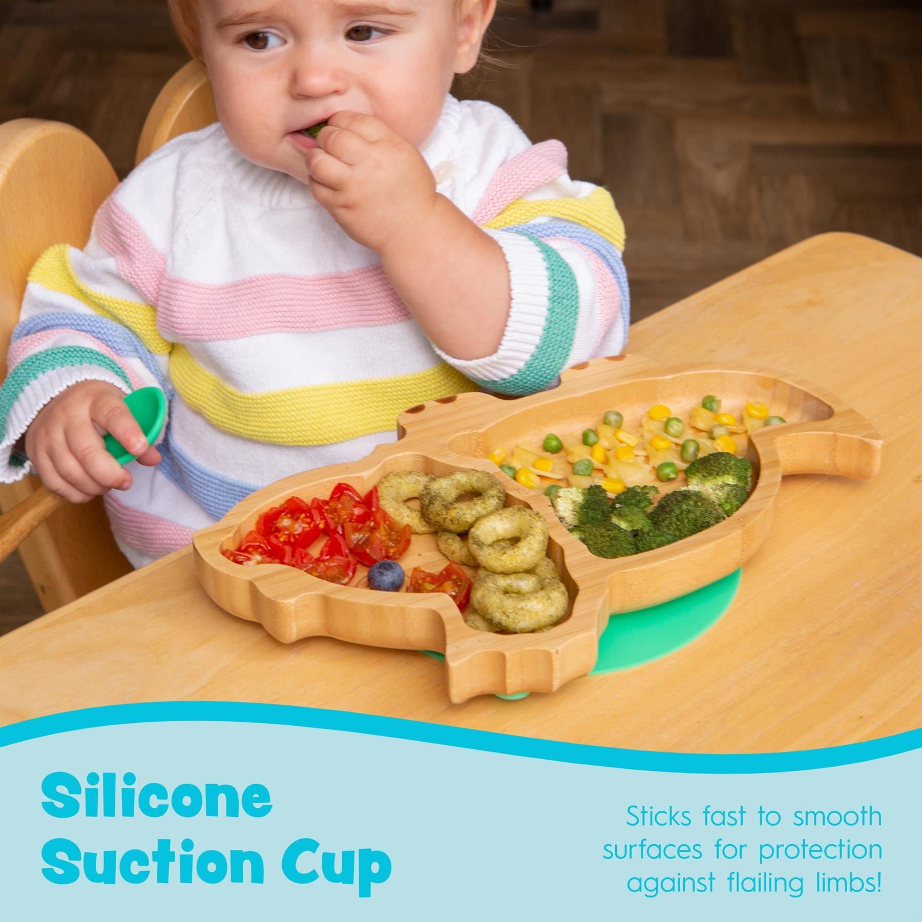 Beige Dinosaur Bamboo Suction Plate