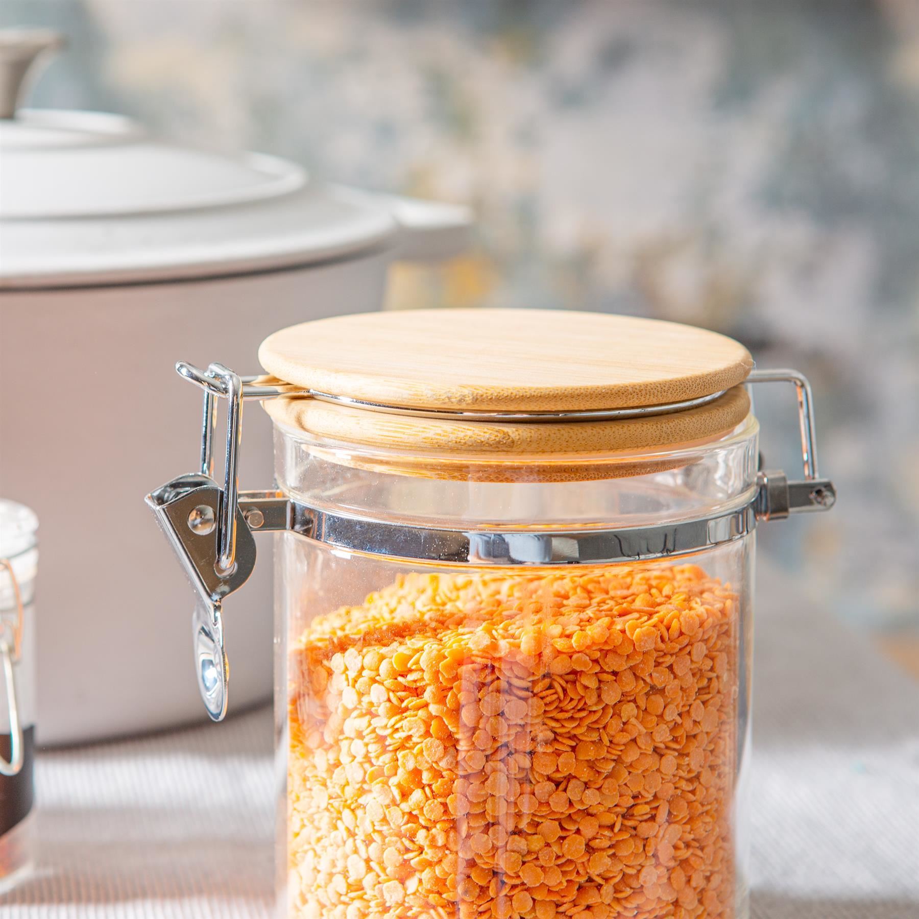 Glass Storage Jar with Wooden Clip Lid - 720ml