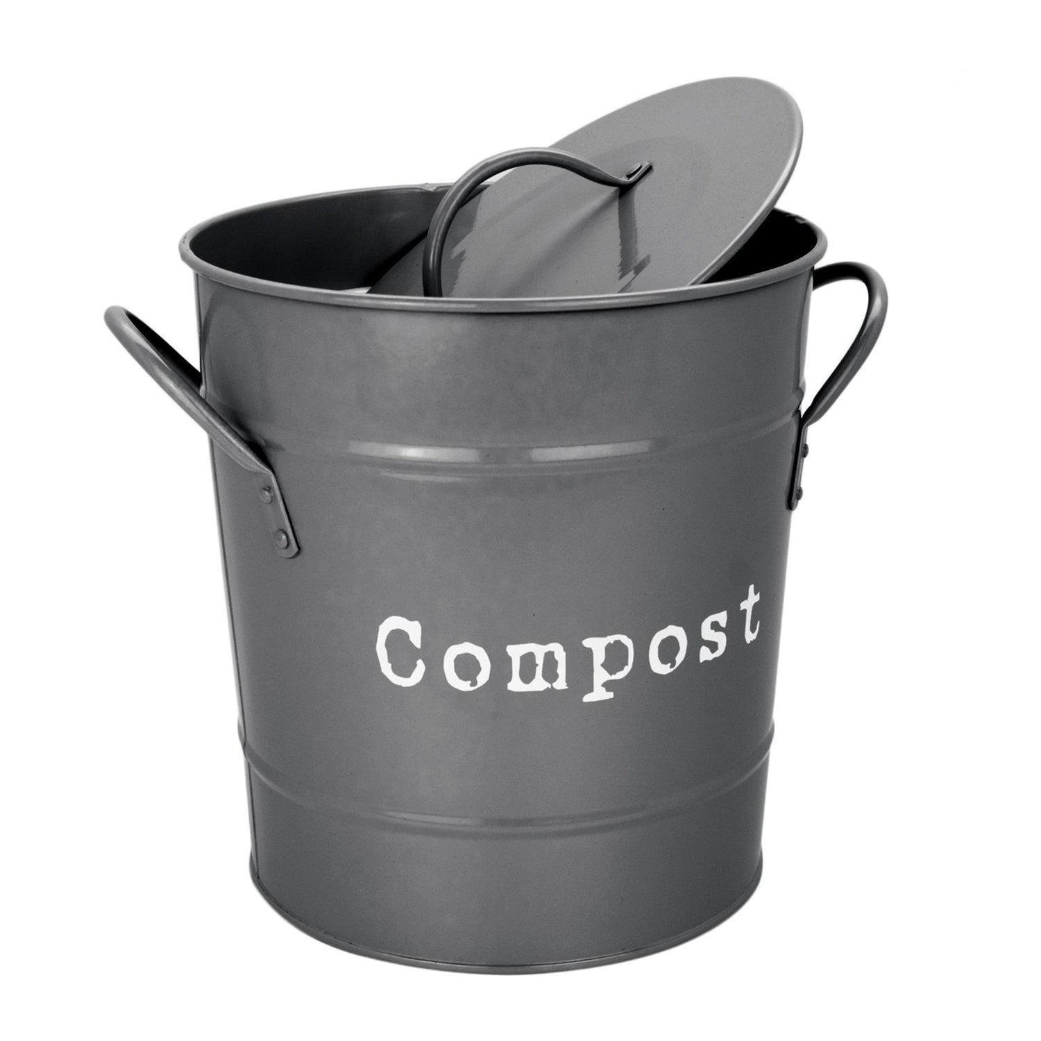 Harbour Housewares Vintage Kitchen Compost Bin With Lid in Metal
