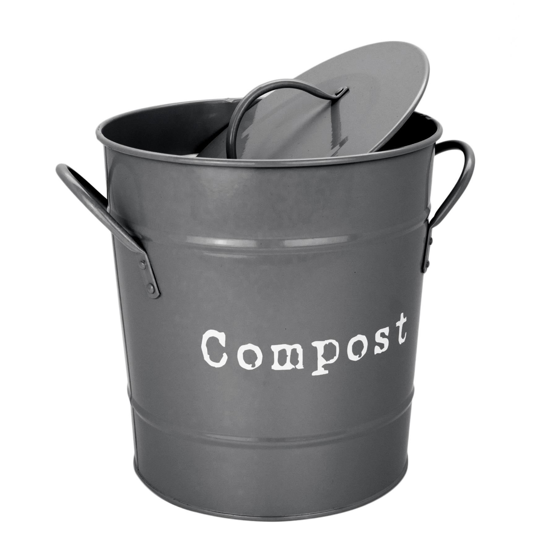 Harbour Housewares Vintage Kitchen Compost Bin With Lid in Metal