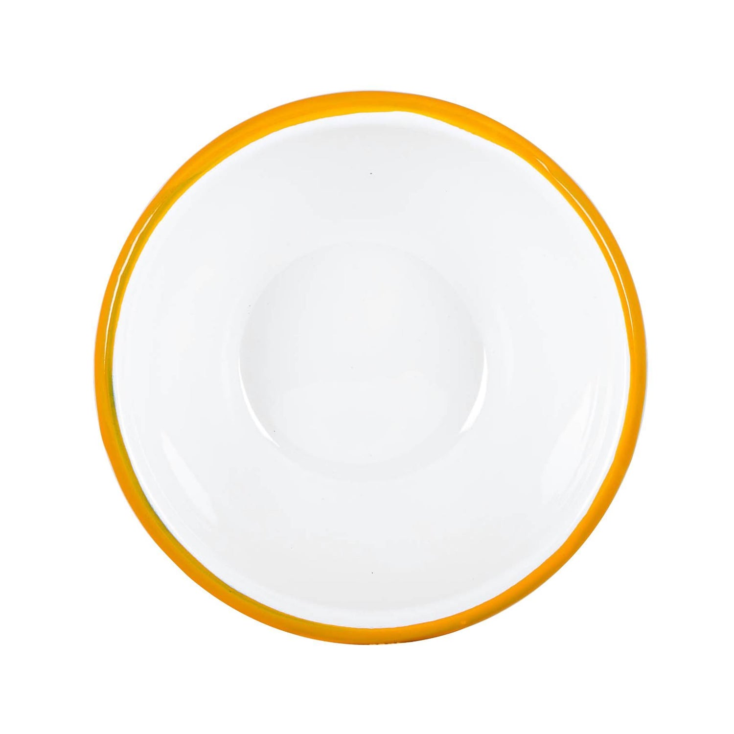 White Enamel Bowl - 16cm - Yellow