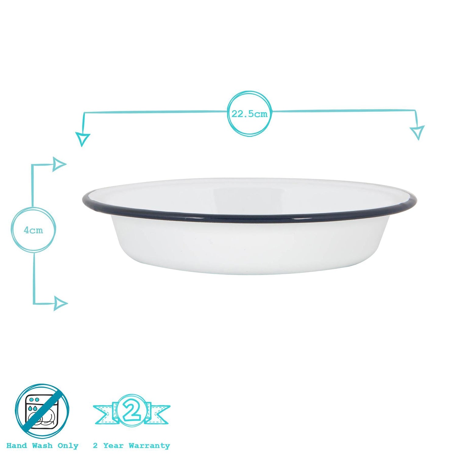 White Enamel Deep Bowl - 22.5cm - Navy