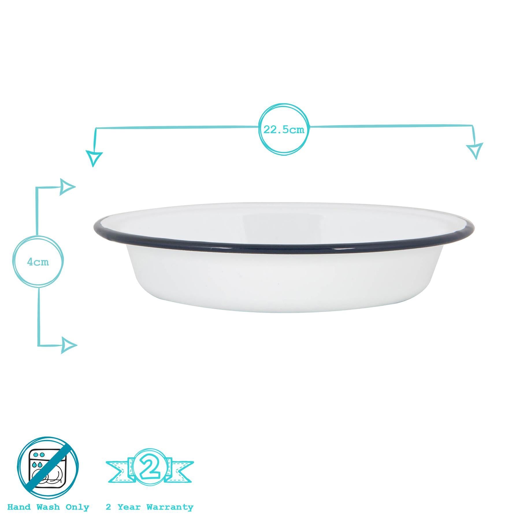 White Enamel Deep Bowl - 22.5cm - Navy