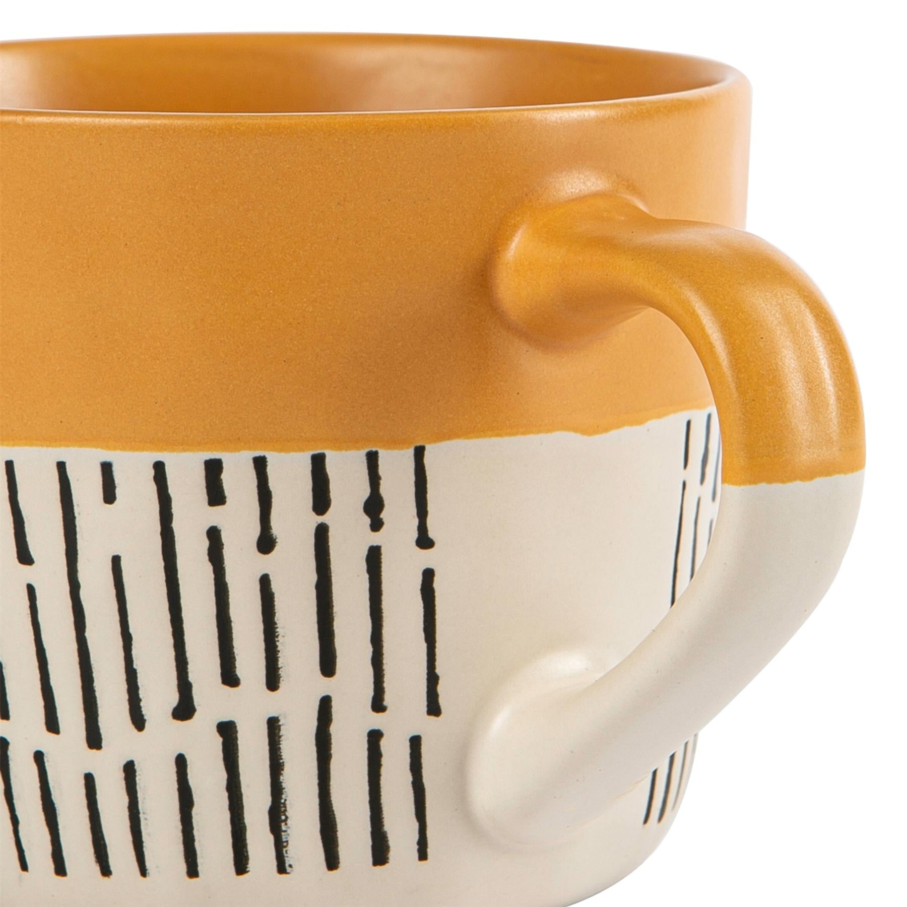 Dipped Dash Stoneware Coffee Mug - 450ml - Mustard