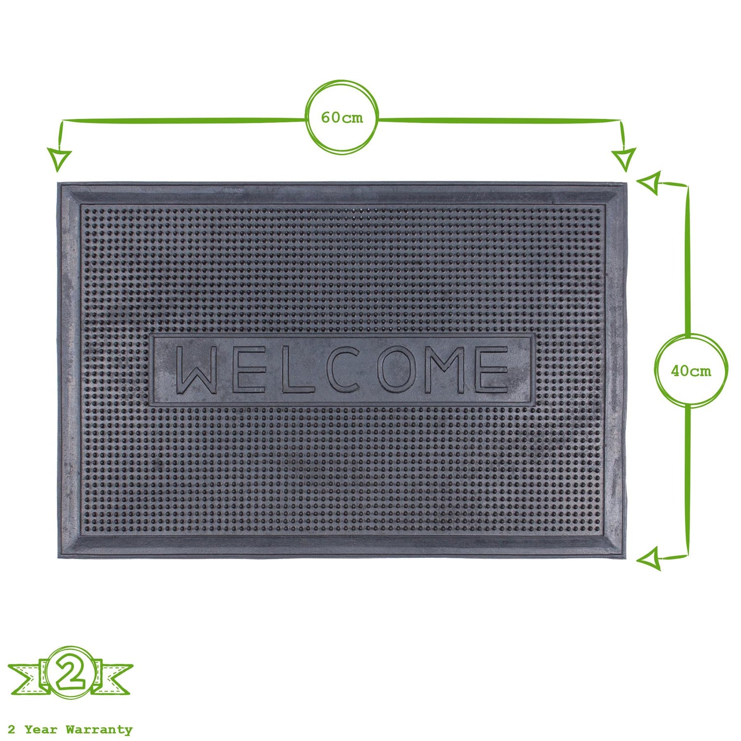 60cm x 40cm Welcome Heavy Duty Rubber Door Mat