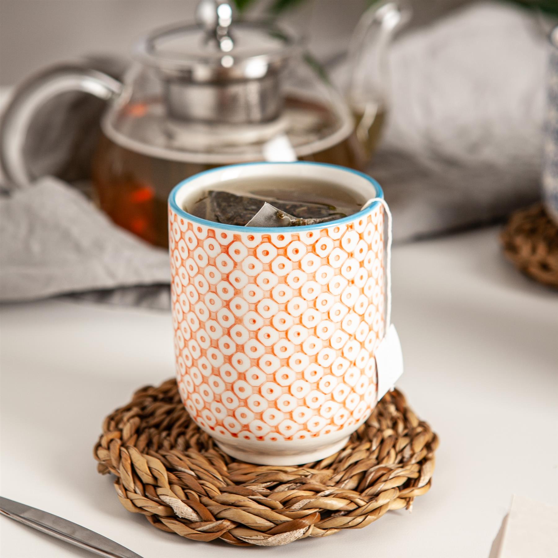 Nicola Spring Hand Printed Porcelain Mug - 280ml - Orange