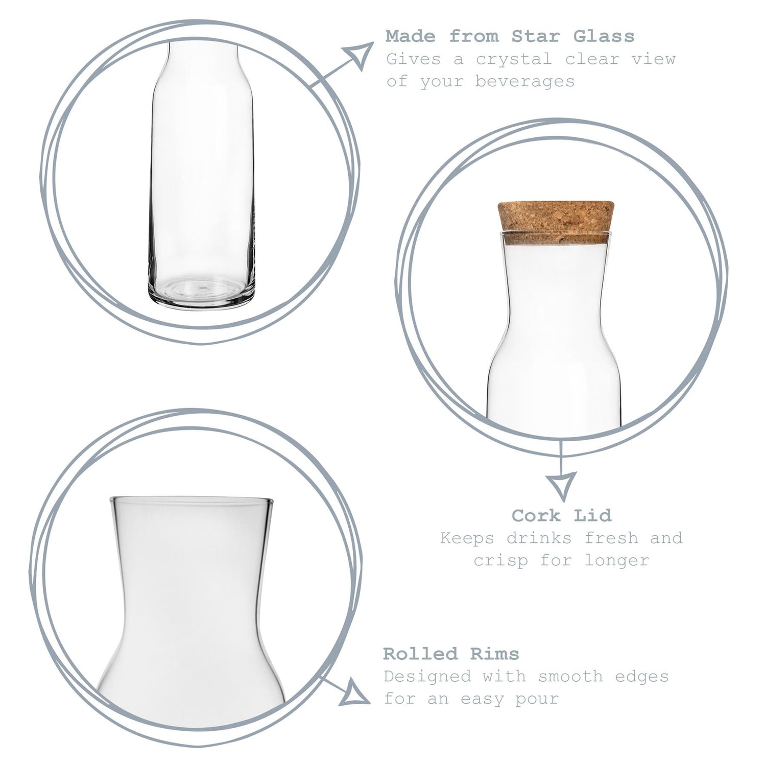 Bormioli Rocco Aquaria Glass Water Carafe with Lid - Clear - 1.2L