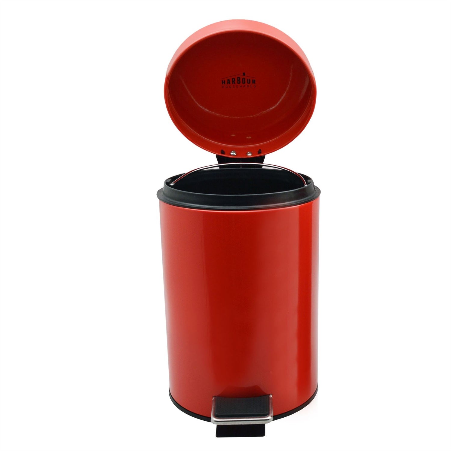Harbour Housewares Bathroom Pedal Bin With Inner Bucket - Red - 3L