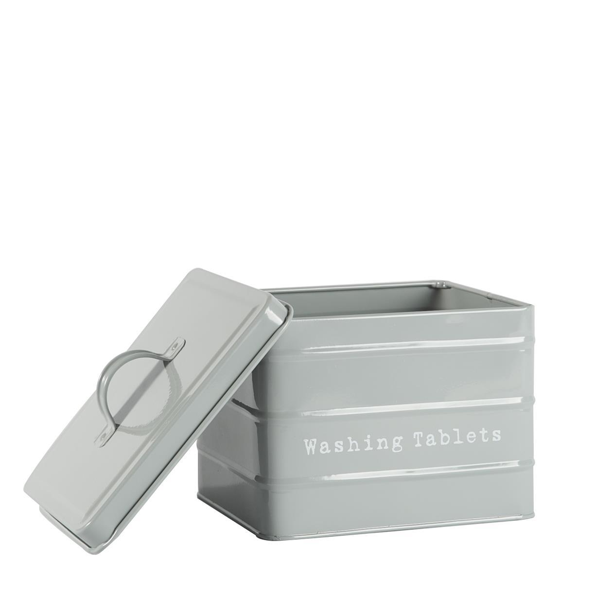 Vintage Metal Washing Tablets Storage Tin - Grey