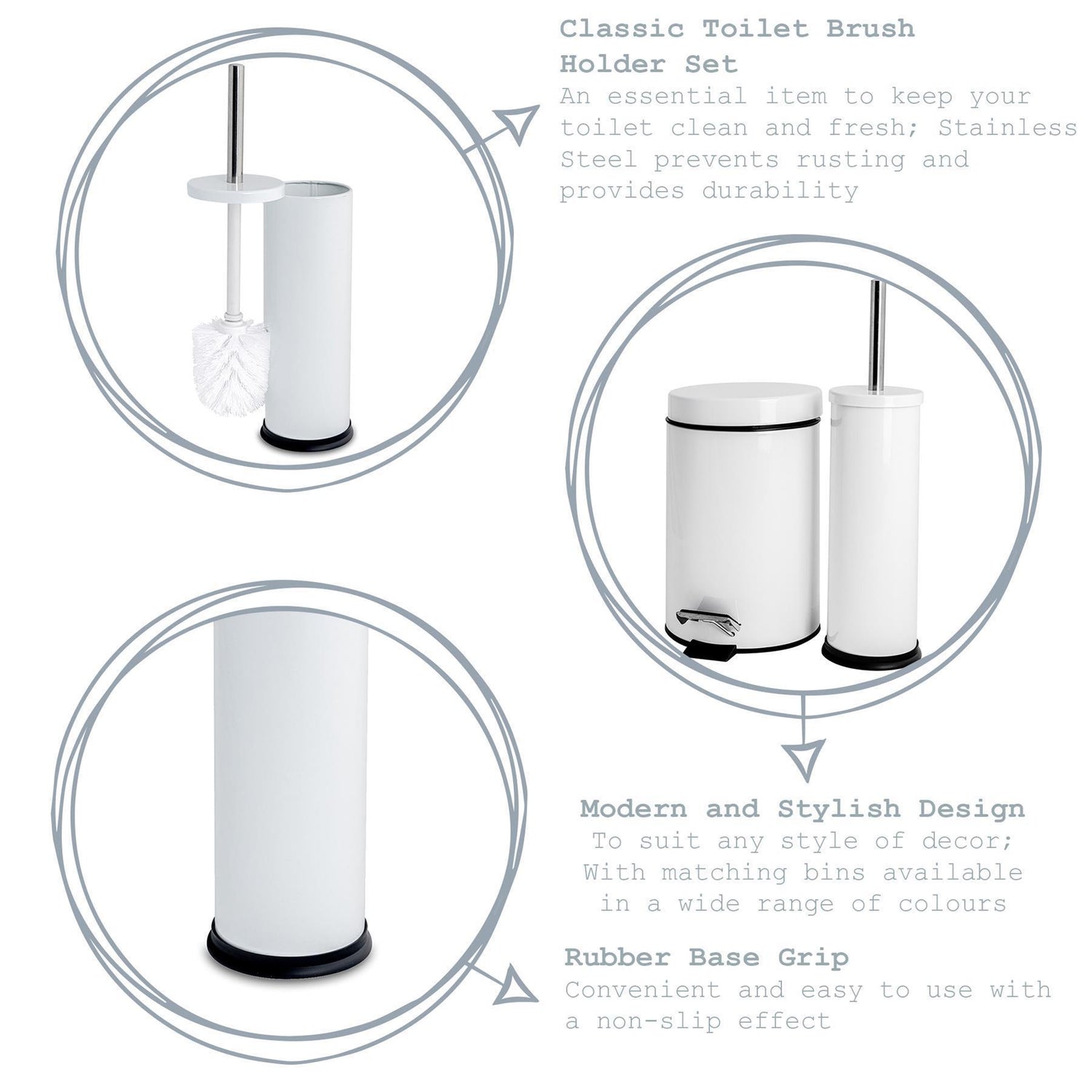 Harbour Housewares Steel Bathroom Toilet Brush & Holder - Pink Matt