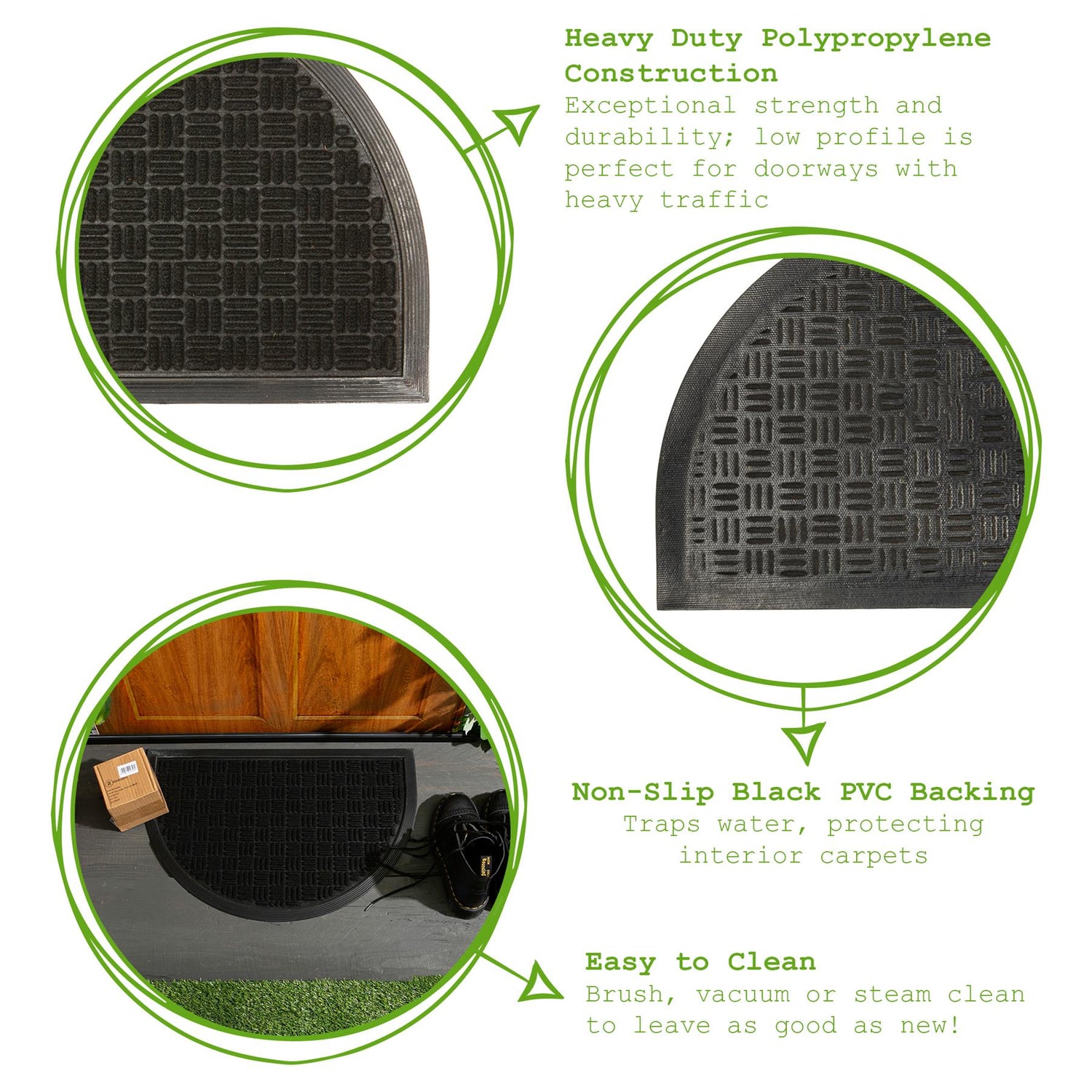 Heavy Duty Door Mat - 60 x 40cm - Black